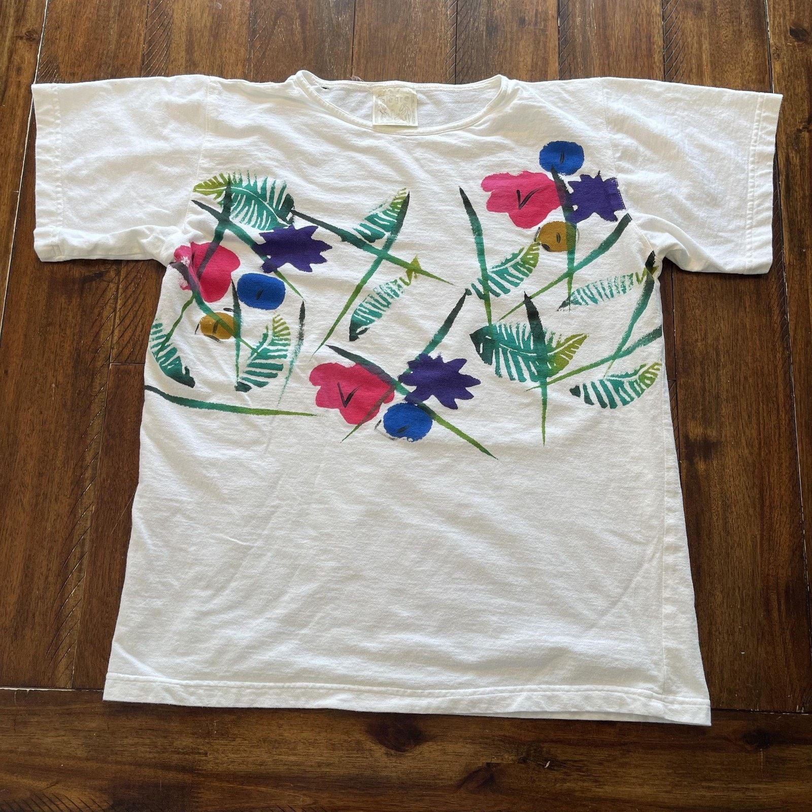 Vintage Vtg Alegre Shirt Mens L Floral Hand Painted Art Graphic 90s Size M / US 6-8 / IT 42-44 - 2 Thumbnail