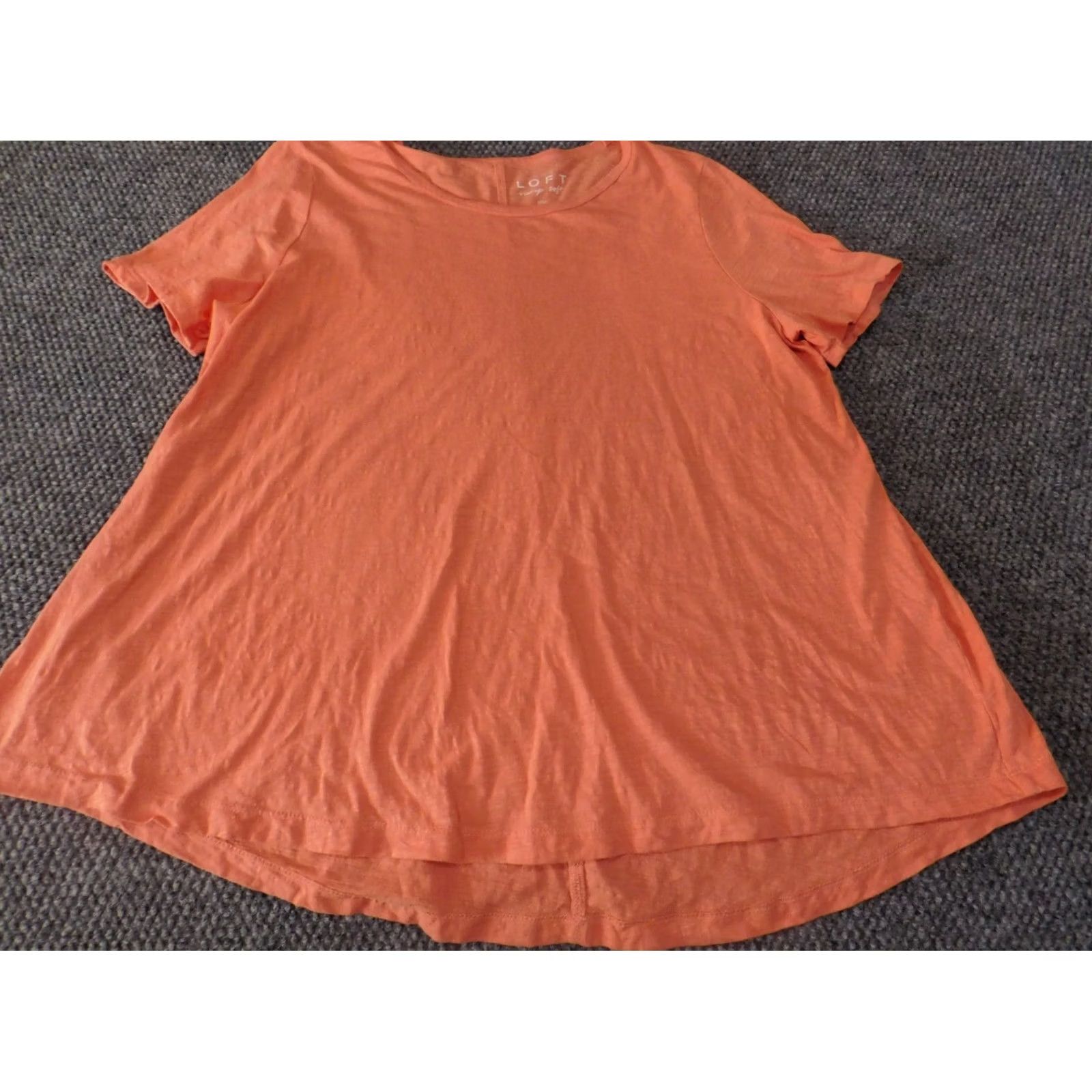 Ann Taylor Ann Taylor Loft Blouse L Womens Maternity Orange Round Neck Short Sleeve Pullover Cotton Solid Ruffle Casual Casual Sleeve Boya? Size L / US 10 / IT 46 - 2 Thumbnail