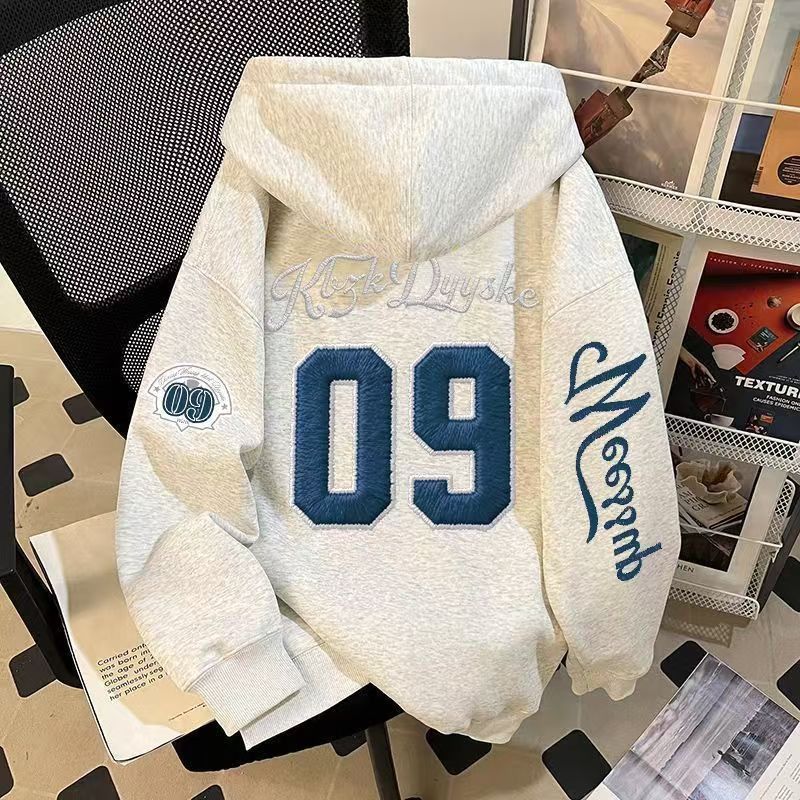 Vintage Oatmeal Heather Varsity Number Print Hoodie Size US M / EU 48-50 / 2 - 2 Thumbnail