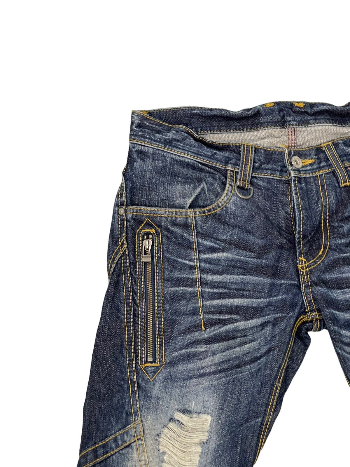Japanese Brand Slim Jeans Hagi Denim Hideaways Faded Distress Low Rise 6🟦4 Size US 31 - 8 Thumbnail