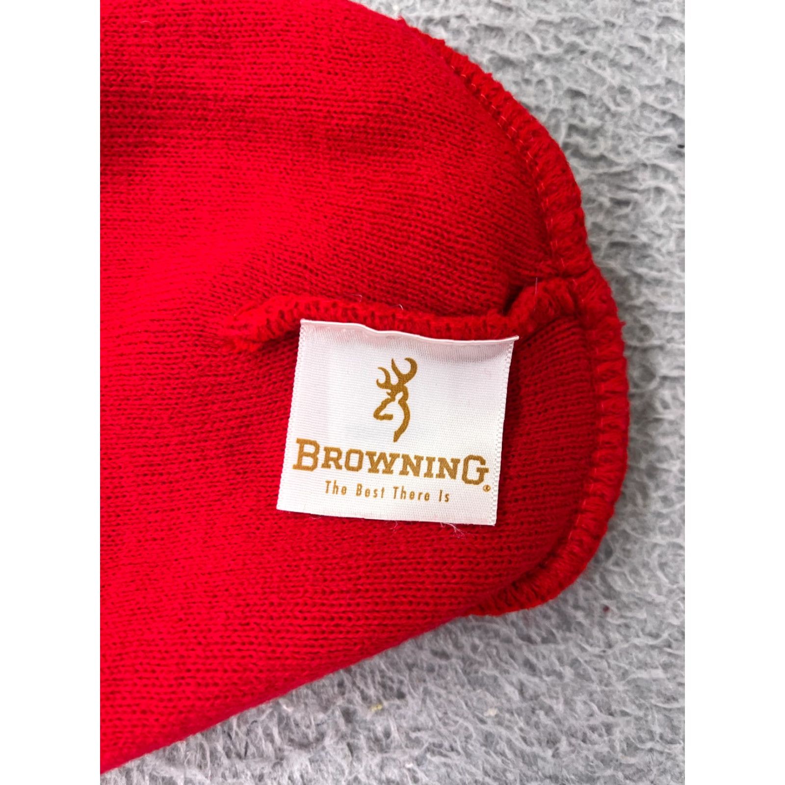 Vintage Browning Beanie Hat Adult One Size Red Knit Embroidered Buckmark Hunting Size ONE SIZE - 6 Thumbnail