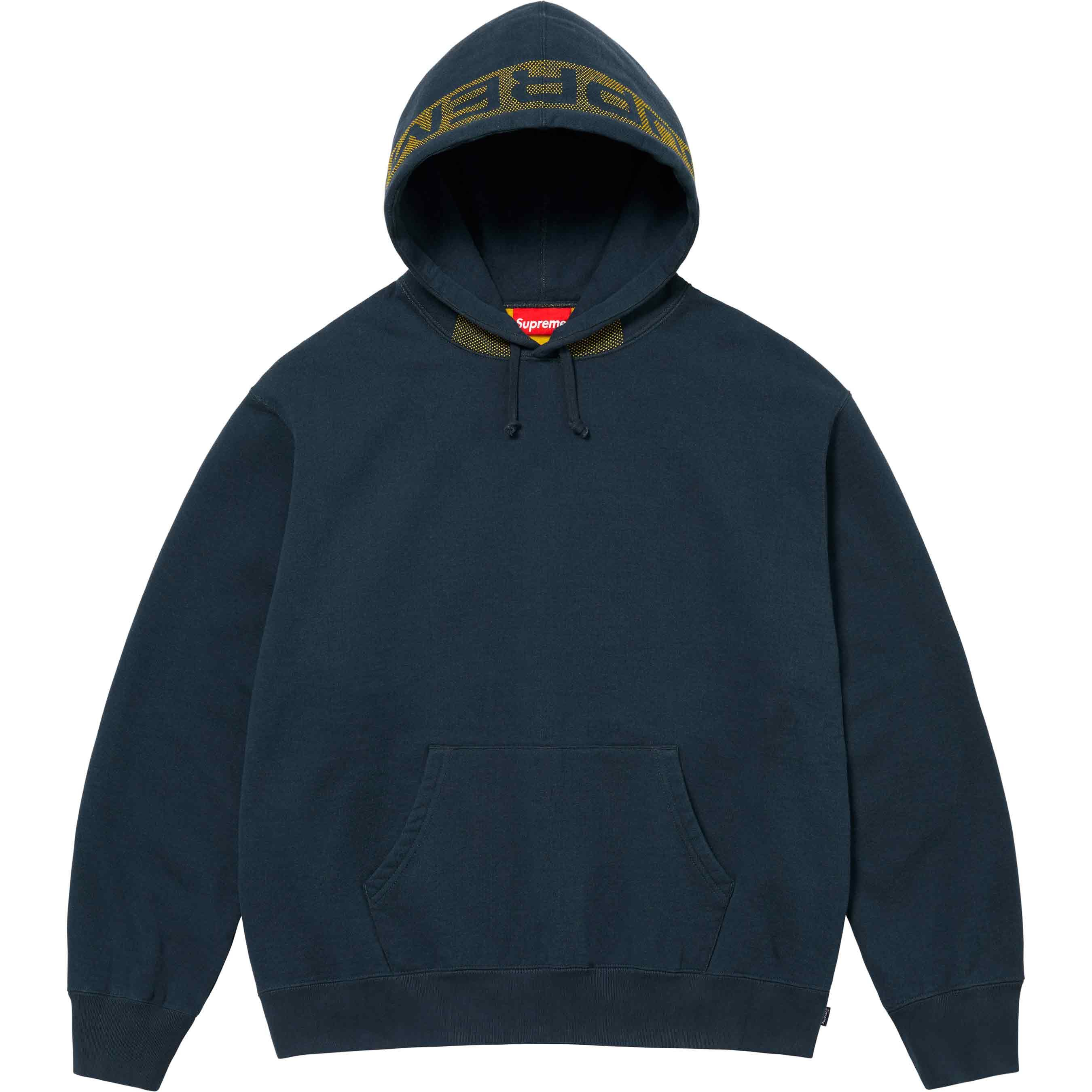 image of Supreme Jacquard Stripe Hooded Sweatshirt in Navy, Men's (Size Small)