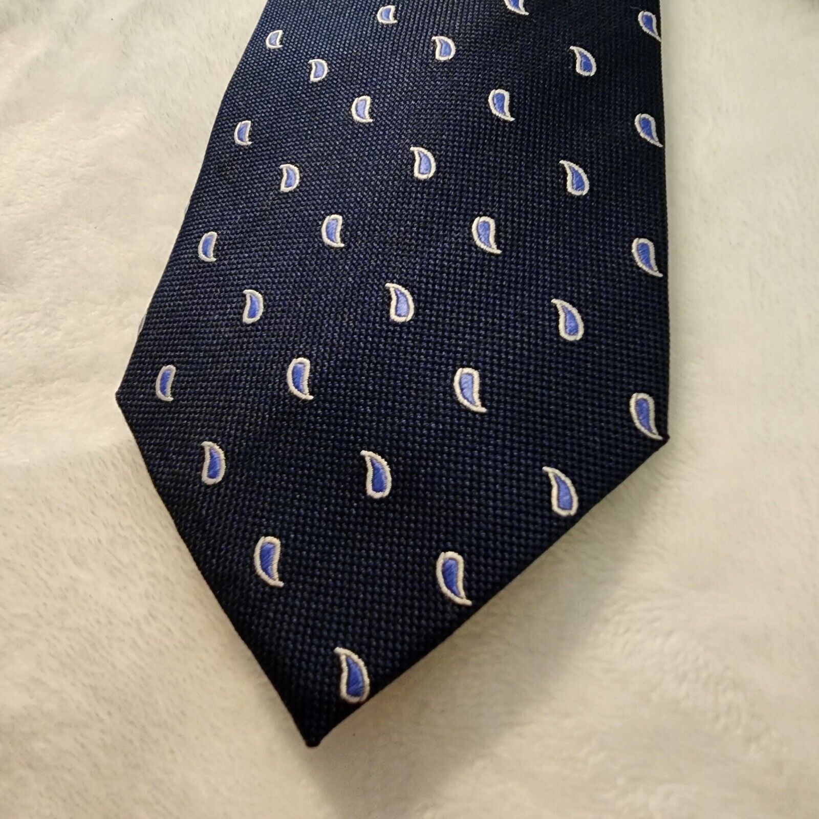 Stafford STAFFORD Silk Necktie Designer PAISLEY Blue Tie Classic Size ONE SIZE - 7 Thumbnail