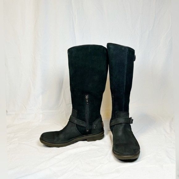 Ugg Ugg Thomsen Tall Black Suede Leather Knee High Boots Size US 9 / IT 39 - 2 Thumbnail