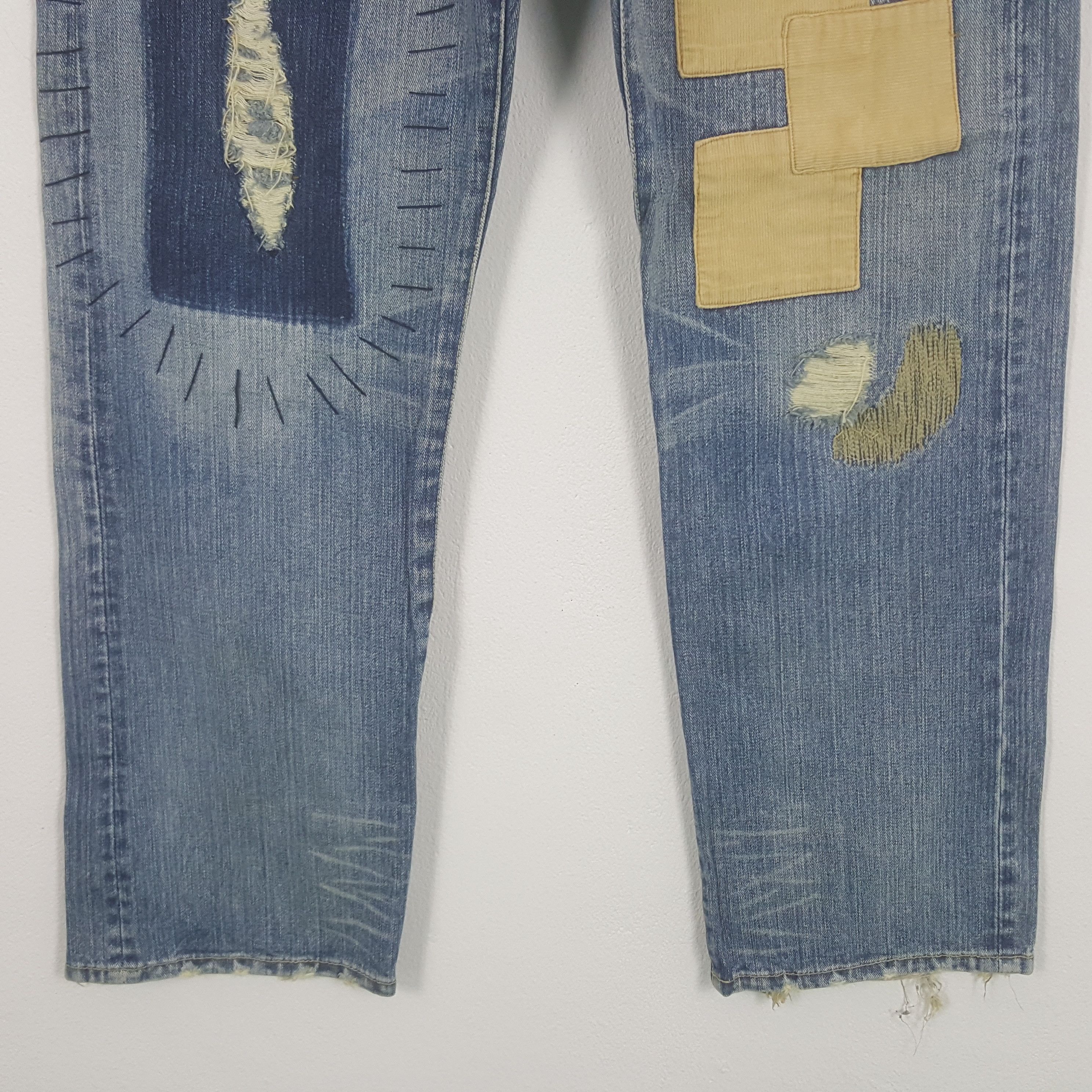Designer × Japanese Brand × Vintage Vintage Exribitionist Patchwork Design Denim Jeans Size US 32 / EU 48 - 3 Thumbnail