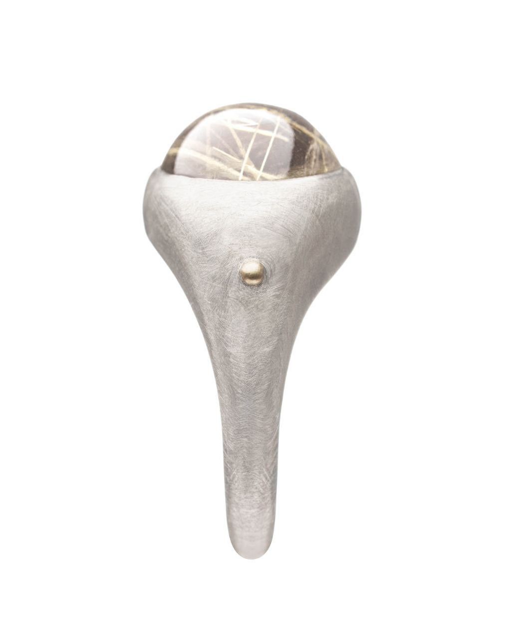 Other KAI / Silver Rutilated Quartz Ring - Hand-Cut Cabochon Size ONE SIZE - 1 Thumbnail