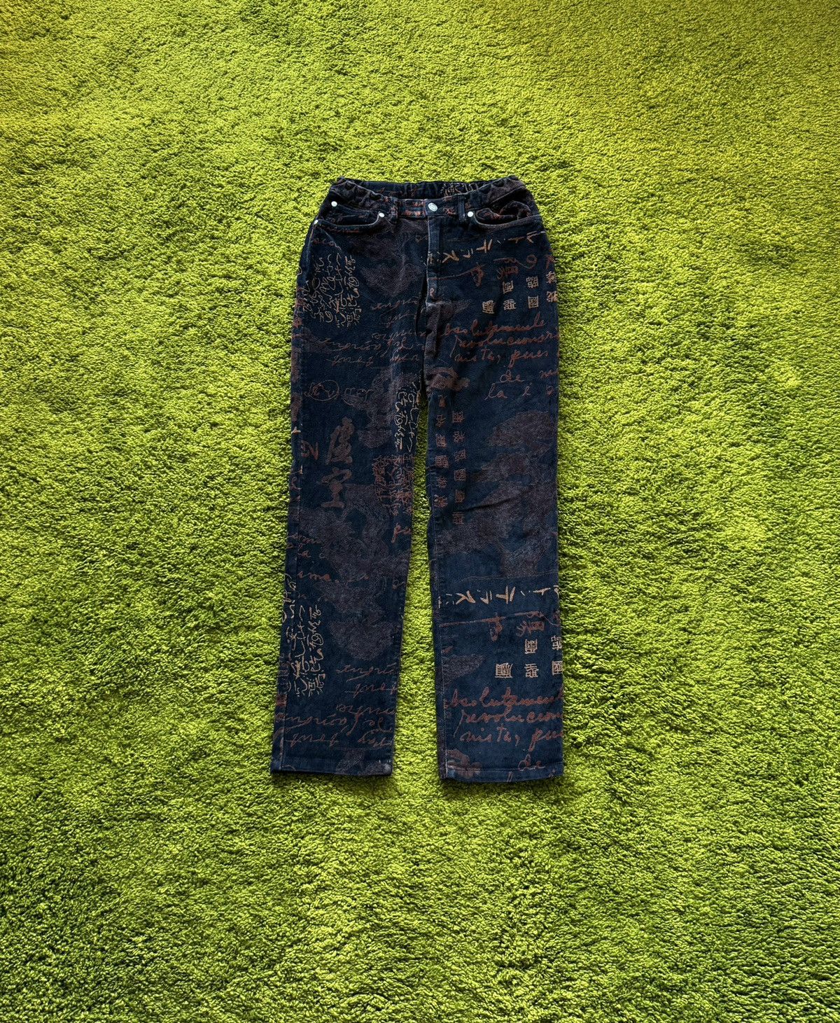 Designer × Kenzo × Vintage Kenzo 2000s vintage Japanese text all around velour pants Size 26" / US 2 / IT 38 - 1 Thumbnail