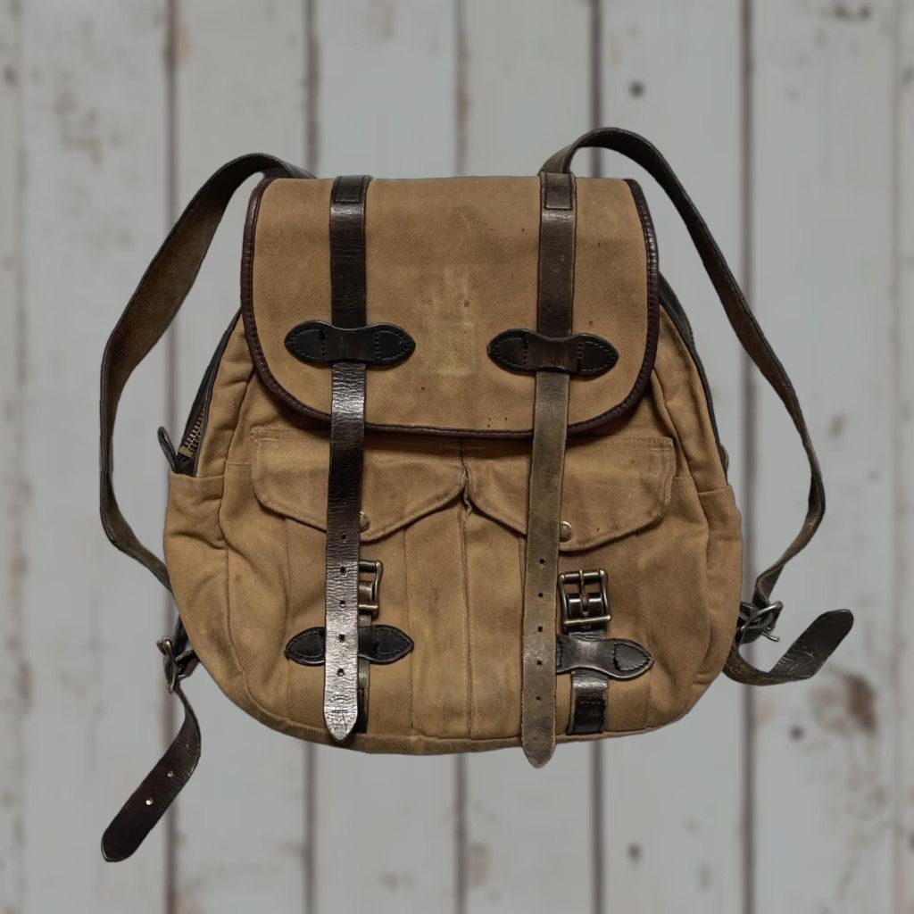 Filson VINTAGE Filson Backpack One size Brown Canvas Leather Cotton 1990s USA Rugged Hiking Travel Rucksack Zipper Talon Size ONE SIZE - 1 Thumbnail