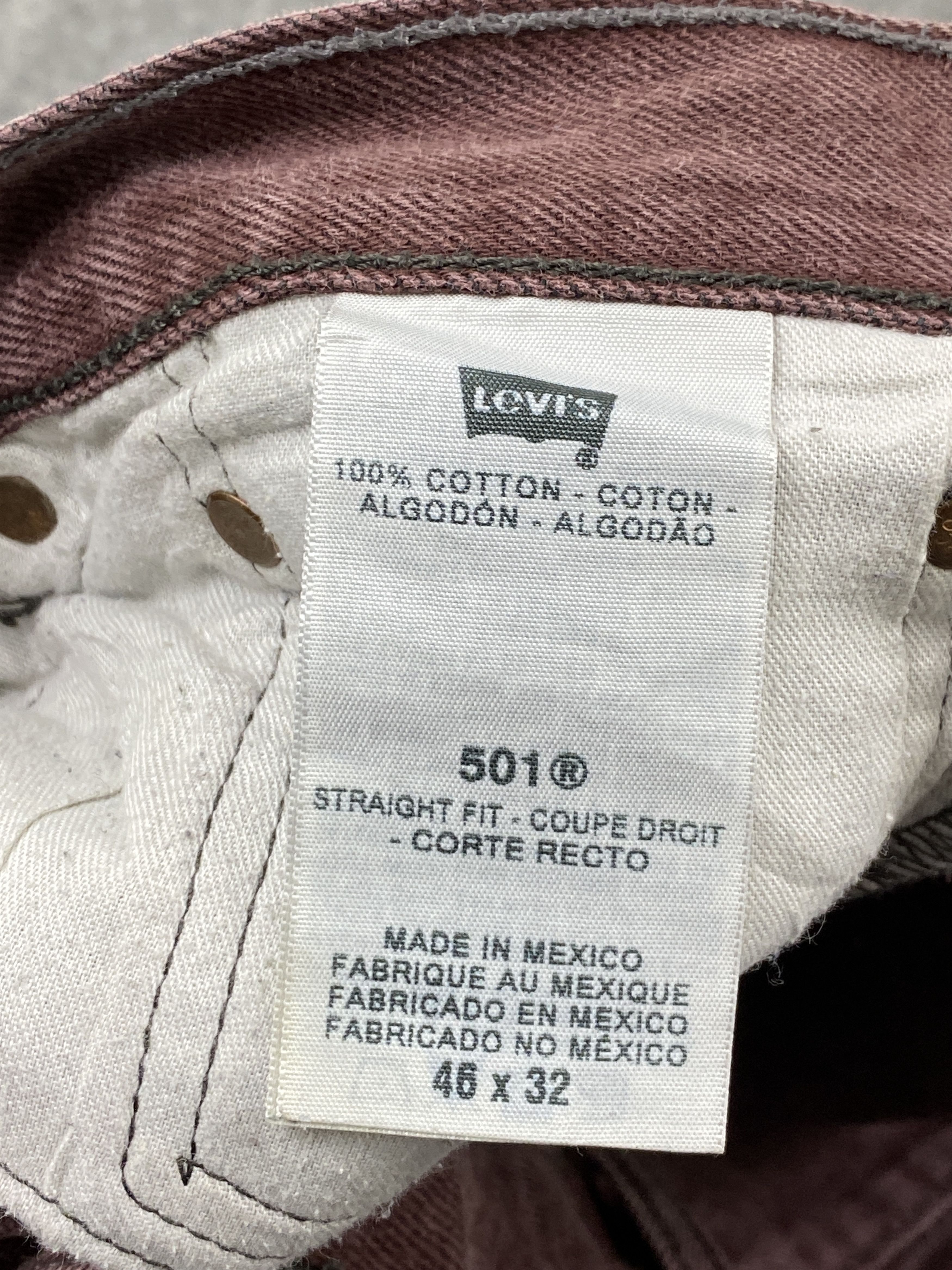 Levi's × Vintage Maroon Colour Vintage Levis 501 Jeans Size US 44 / EU 60 - 7 Thumbnail