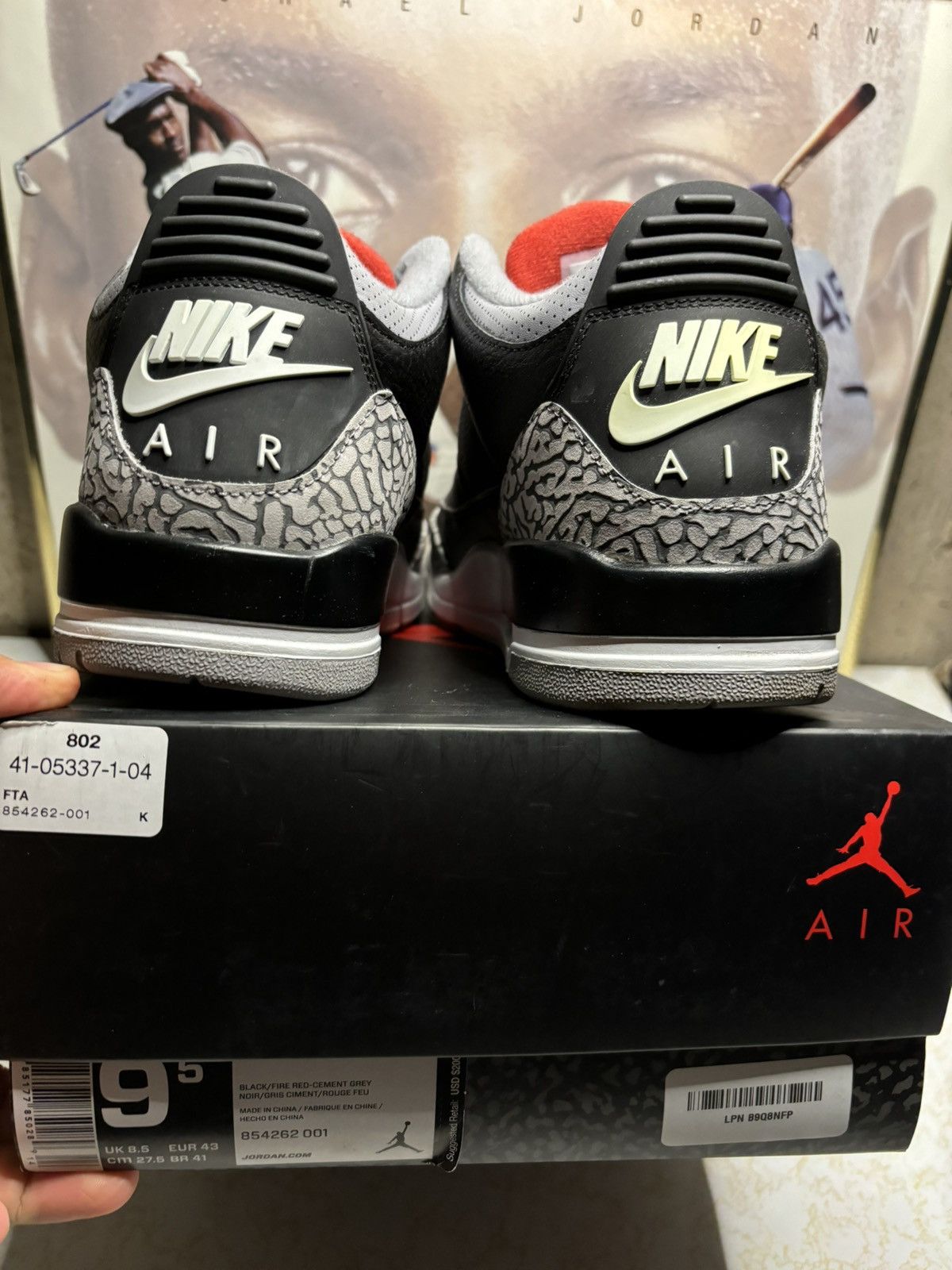 Jordan Brand Jordan 3 Retro Black Cement 2018 Size US 9.5 / EU 42-43 - 7 Thumbnail