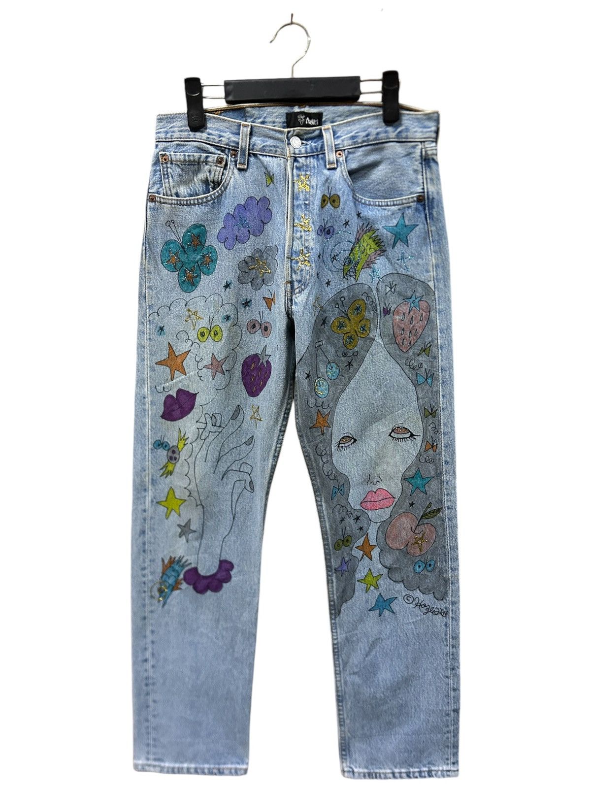 Levi's × Levi's Vintage Clothing Vintage Levi’s 501 Custom Aditi Art Overprint Jeans Size 30" / US 8 / IT 44 - 1 Thumbnail
