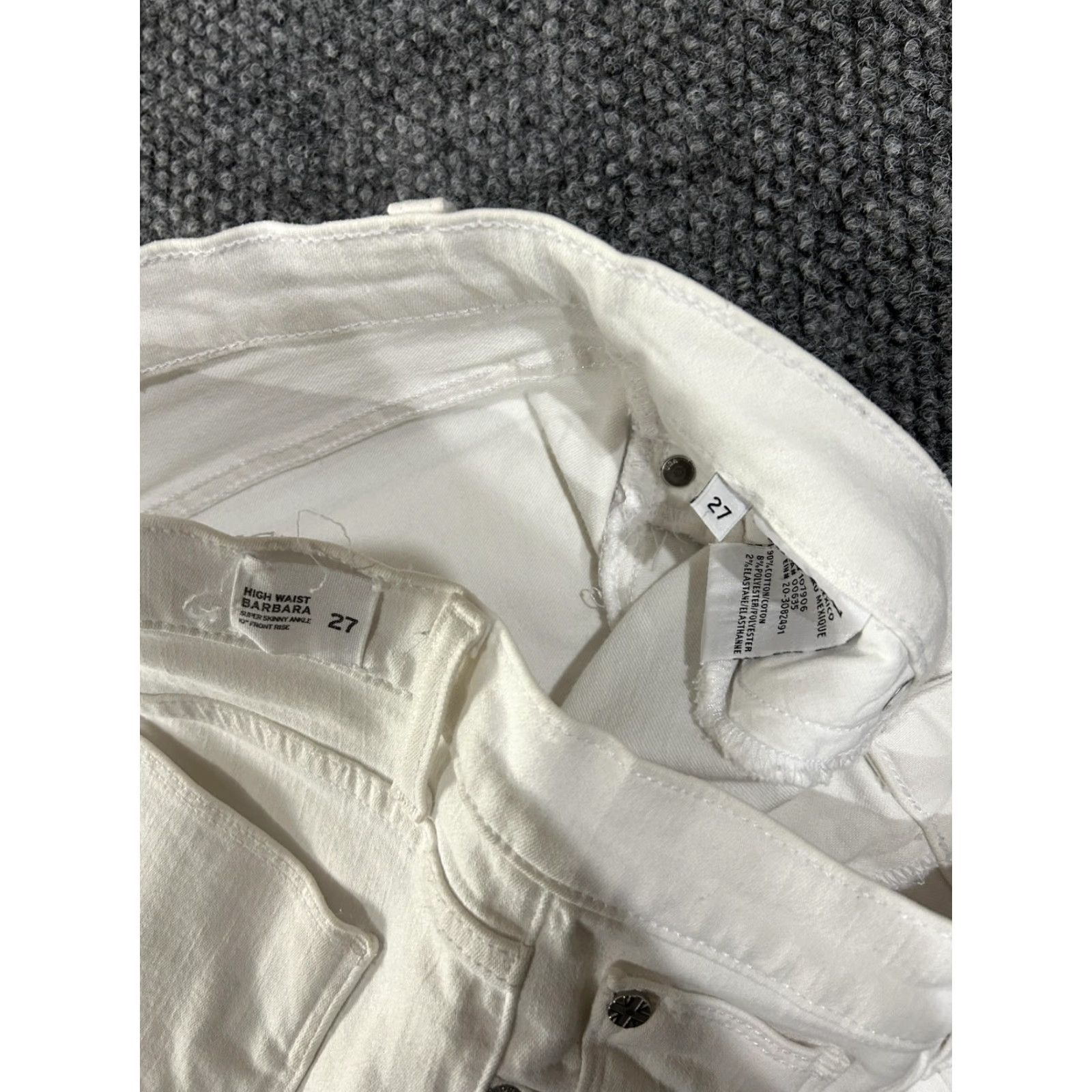 Hudson HUDSON Womens Jeans 27 White High Waist Barbara Super Skinny Ankle Raw Hem Size 27" / US 4 / IT 40 - 6 Thumbnail