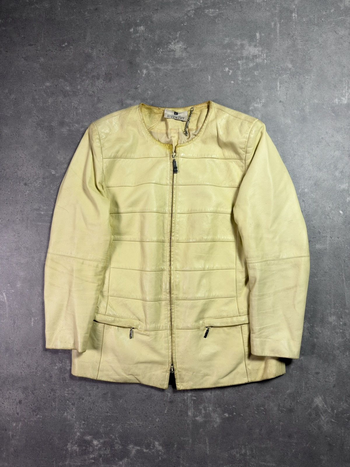 Givenchy 90s Distressed Faded Givenchy Napoleon Leather Jacket 40 Size L / US 10 / IT 46 - 1 Thumbnail