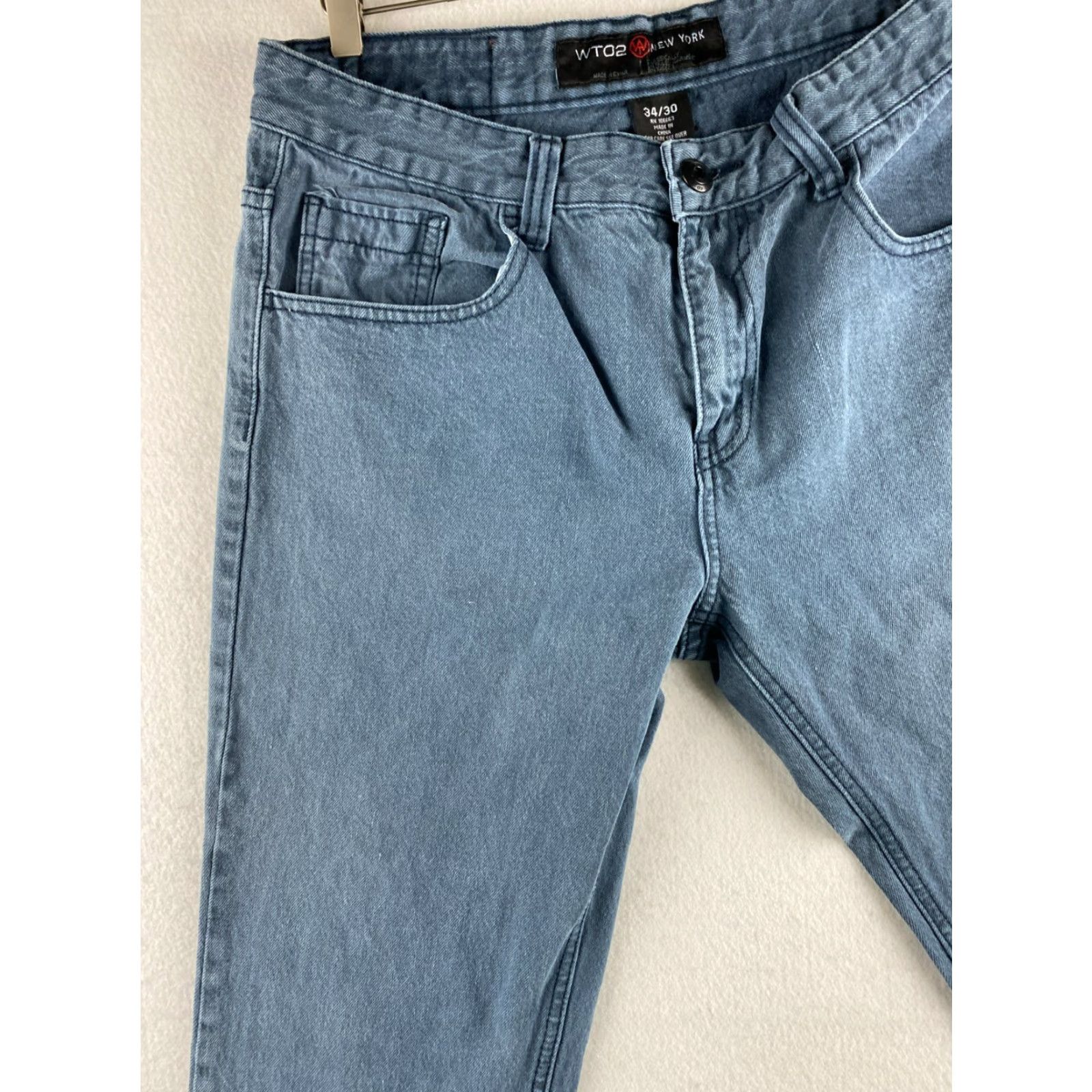 Denime WT02 Jeans Mens 34 x 30 Relaxed Straight Leg Denim 100% Cotton Blue Jeans Mens Regular 34 Blue Modern Vintage: No Size US 34 / EU 50 - 7 Thumbnail