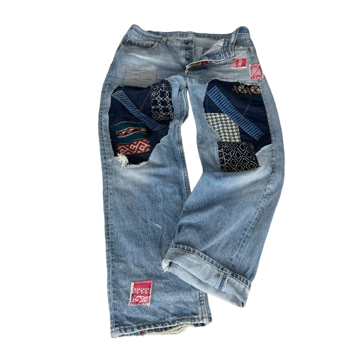 Levi's ☀️80s LEVI’S 501 PATCHWORK DENIM JEANS PANTS Size US 32 / EU 48 - 2 Thumbnail