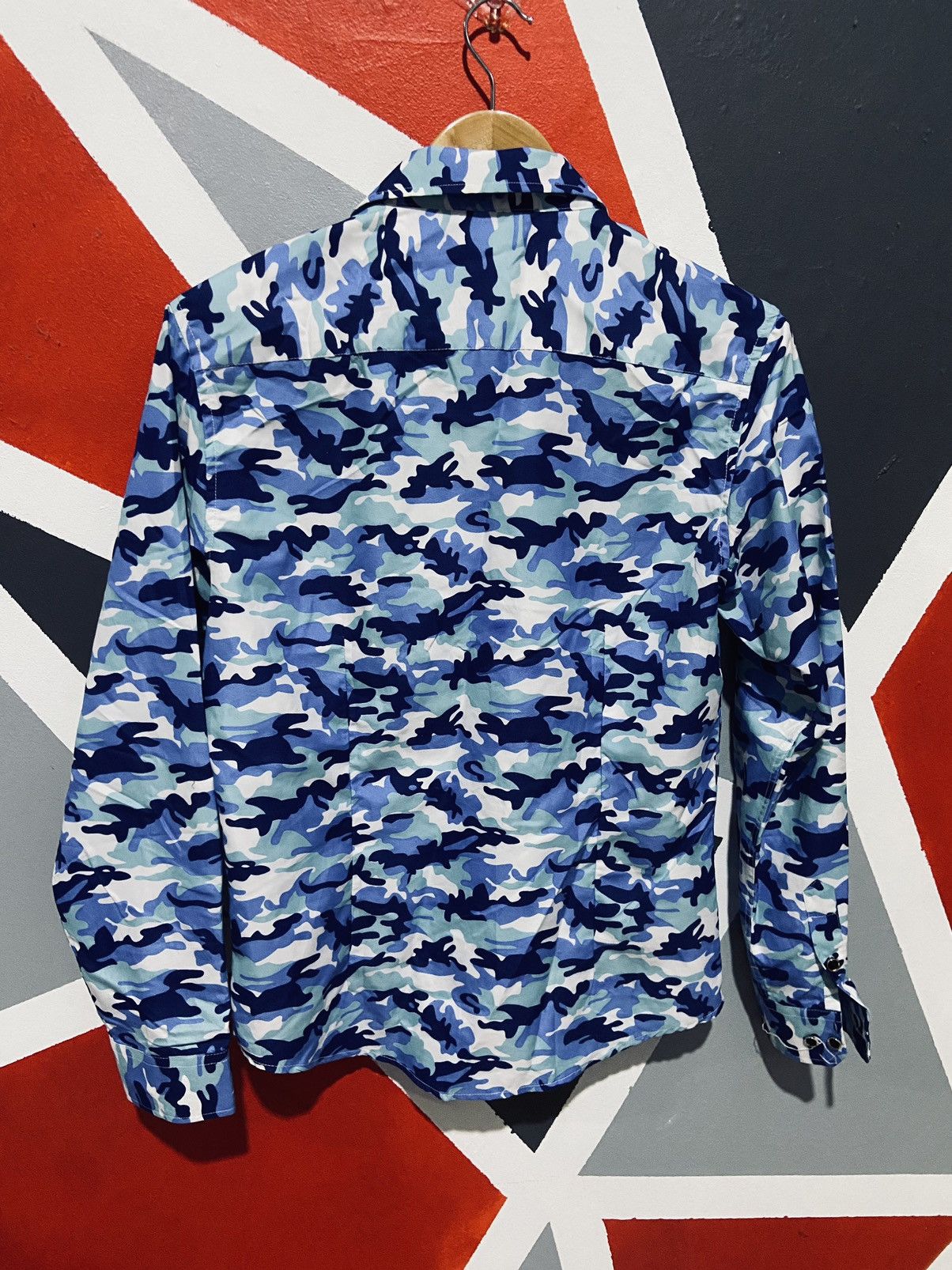 Japanese Brand Blue Camo Button Up Shirt Size US M / EU 48-50 / 2 - 2 Thumbnail