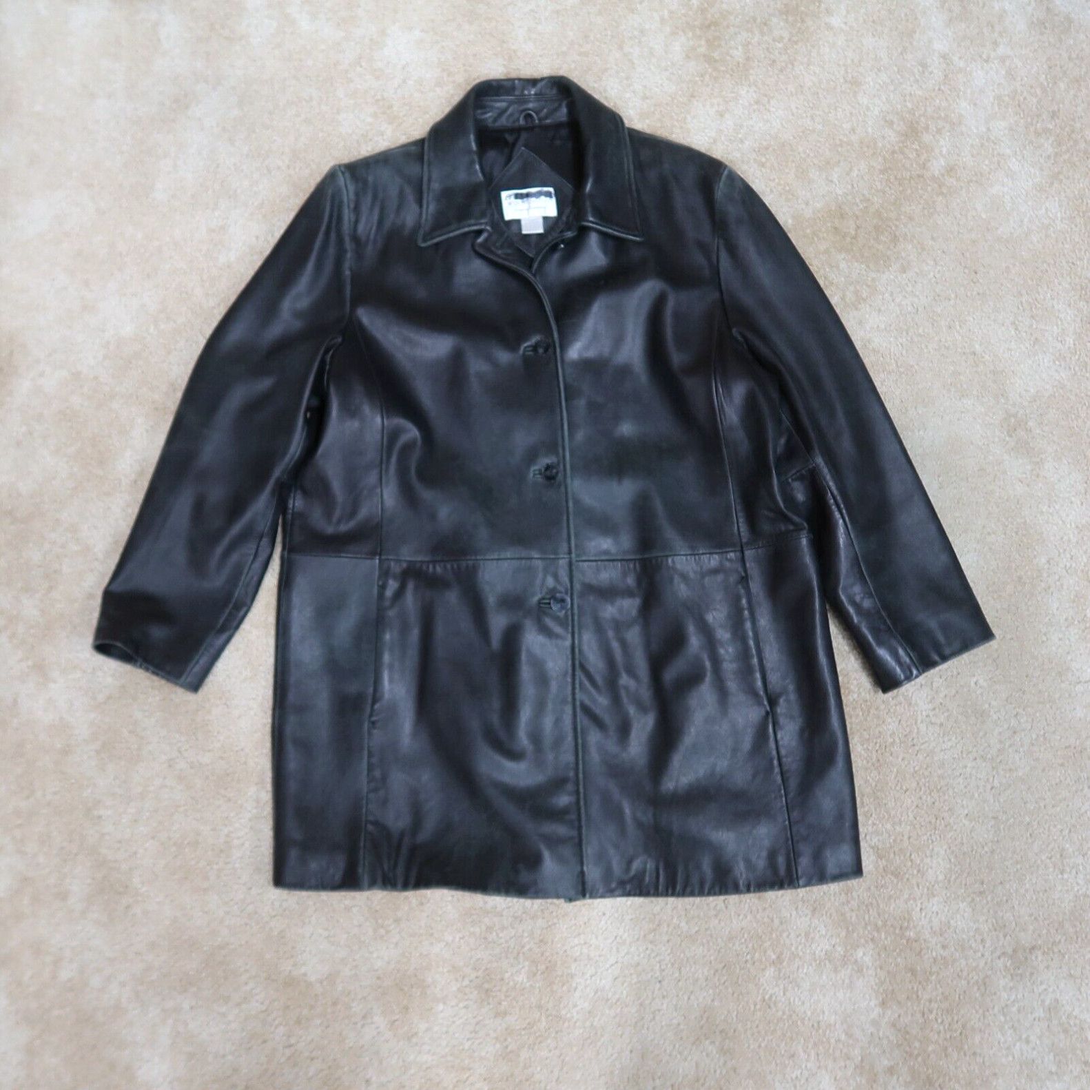 Worthington Worthington Womens XL Black Genuine Soft Lambskin Leather Jacket Grailed