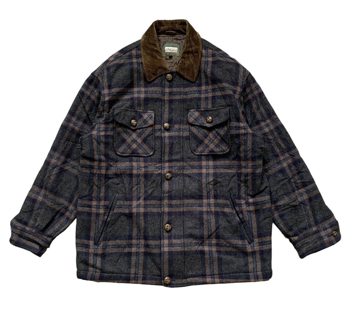 Uniqlo Nice Checkered Style Uniqlo Wool Jacket Quilted Inner Size US L / EU 52-54 / 3 - 1 Thumbnail