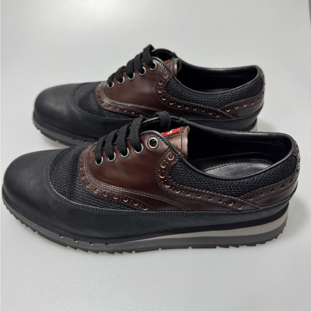 Prada Prada Sport Leather Colorblack Derby Lace-Up Sneakers Brown Size US 8.5 / EU 41-42 - 2 Thumbnail