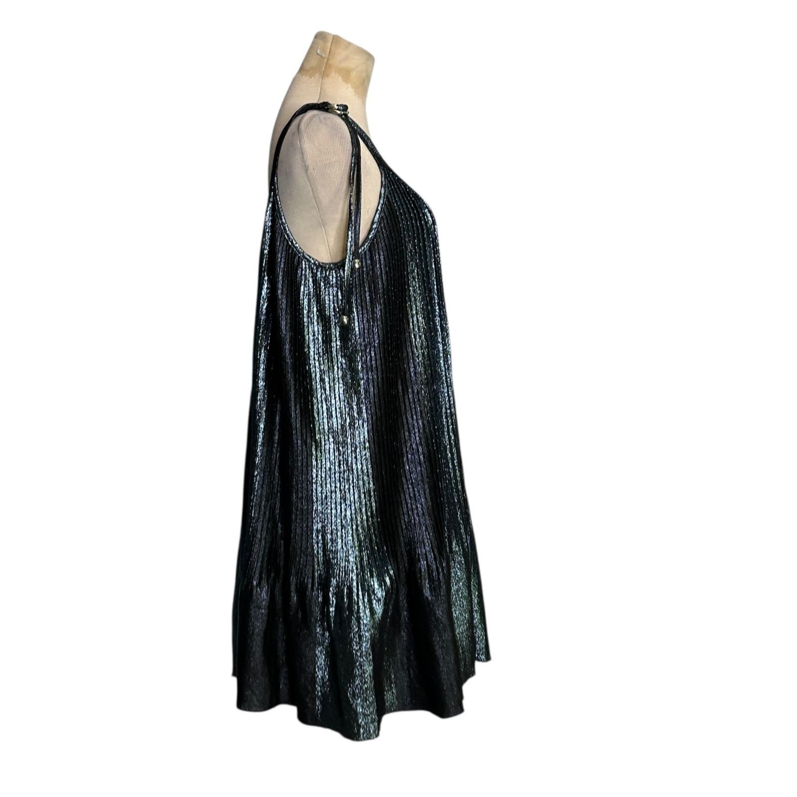 Adam Selman Adam Selman metallic pleated slip mini dress size Small Size S / US 4 / IT 40 - 17 Thumbnail