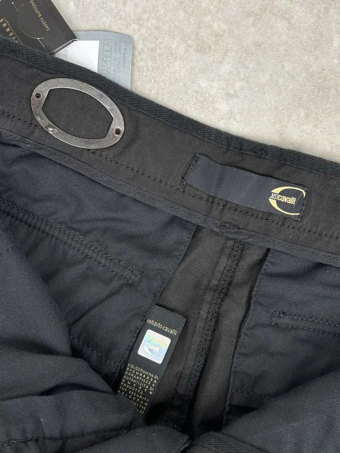 Just Cavalli 2000s Cavalli Black Avant-Garde Cargo Pants Size US 32 / EU 48 - 10 Thumbnail