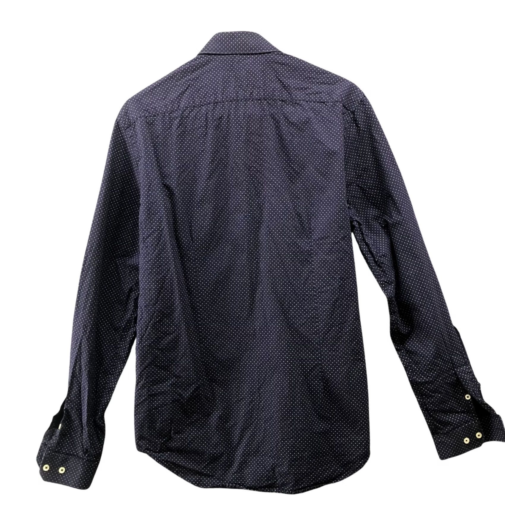 Zara Zara Slim Fit Dress Shirt Mens L Navy Blue White Polka Dot Long Sleeve Button Up Size 42R - 2 Thumbnail