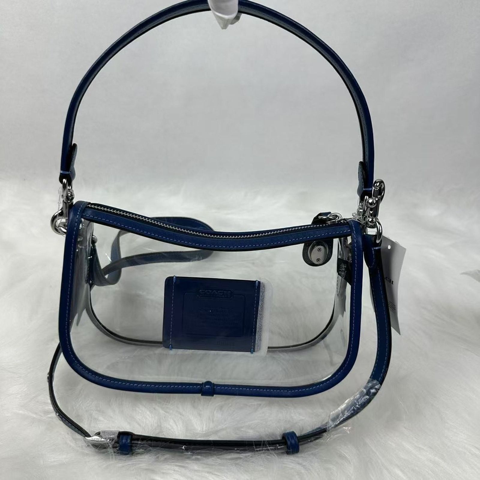 Coach Coach Stadium Swinger Clear PVC Dust CBH13 Silver/True Blue Size ONE SIZE - 1 Thumbnail