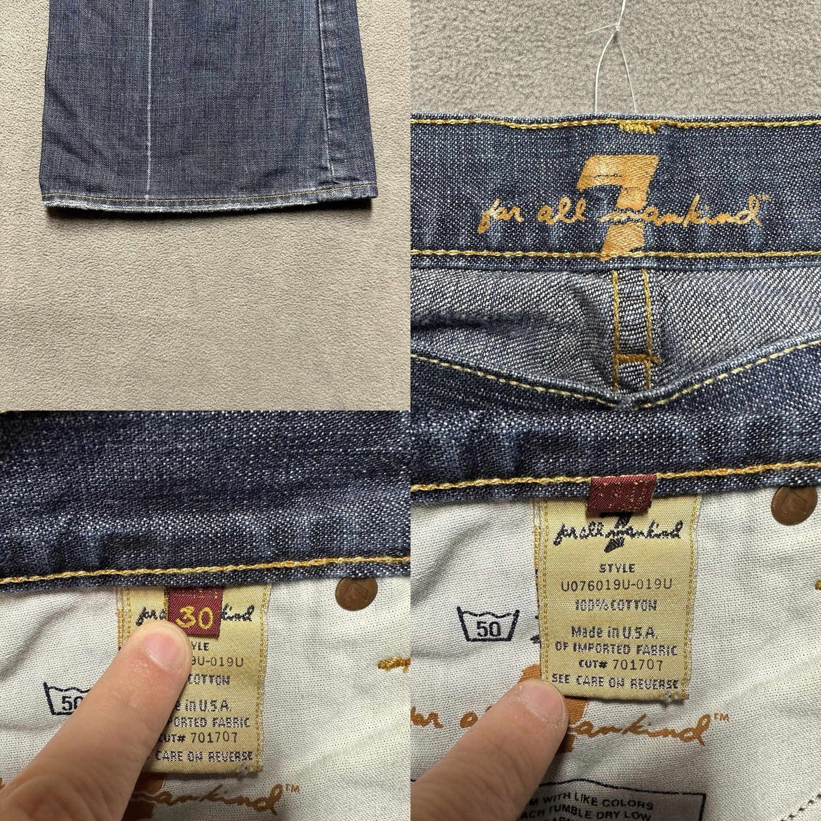 7 For All Mankind 7 For All Mankind Jeans Womens 30 Blue Denim Flared 31in Inseam 31in Waist Distressed Pockets Regular Rise 8.5" - Womens Jeans Size 24" / US 00 / IT 34 - 8 Thumbnail