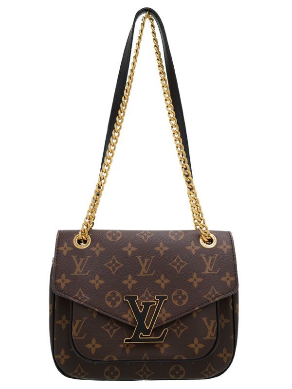 image of Louis Vuitton Monogram Passy Chain Shoulder Bag in Brown, Women's