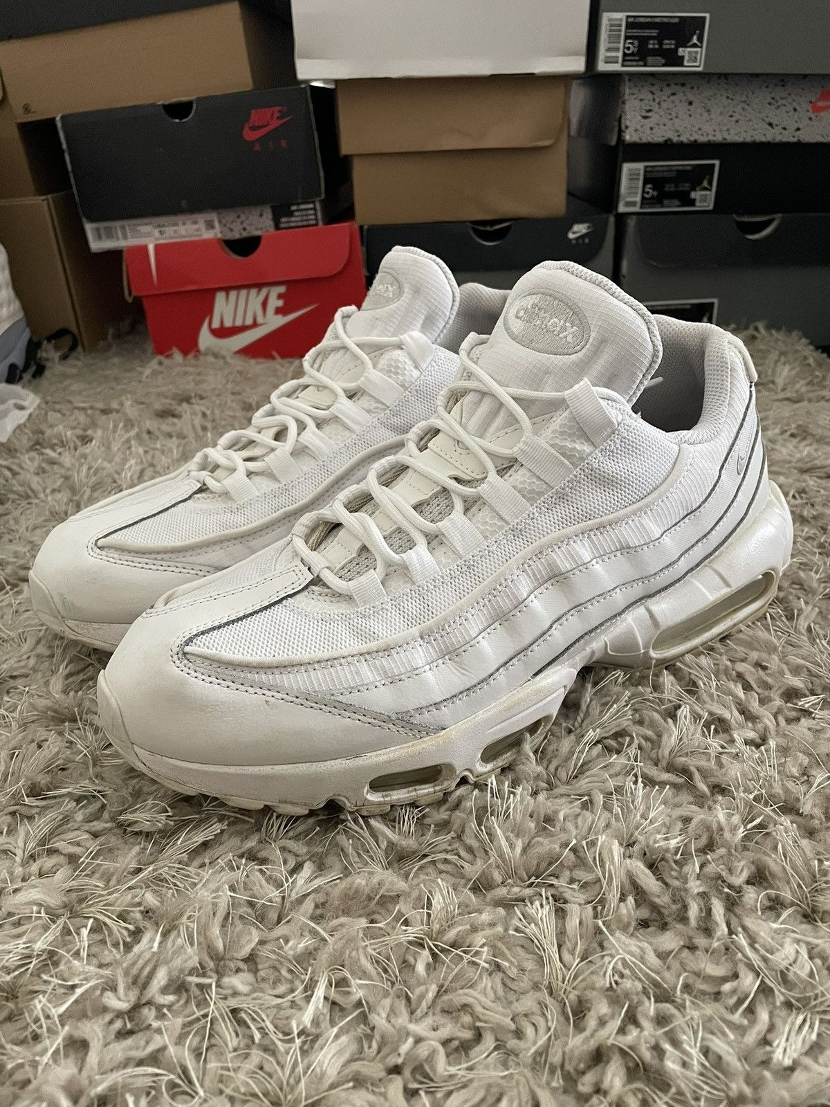 Nike Nike Air Max 95 Triple White Size US 11 / EU 44 - 1 Thumbnail
