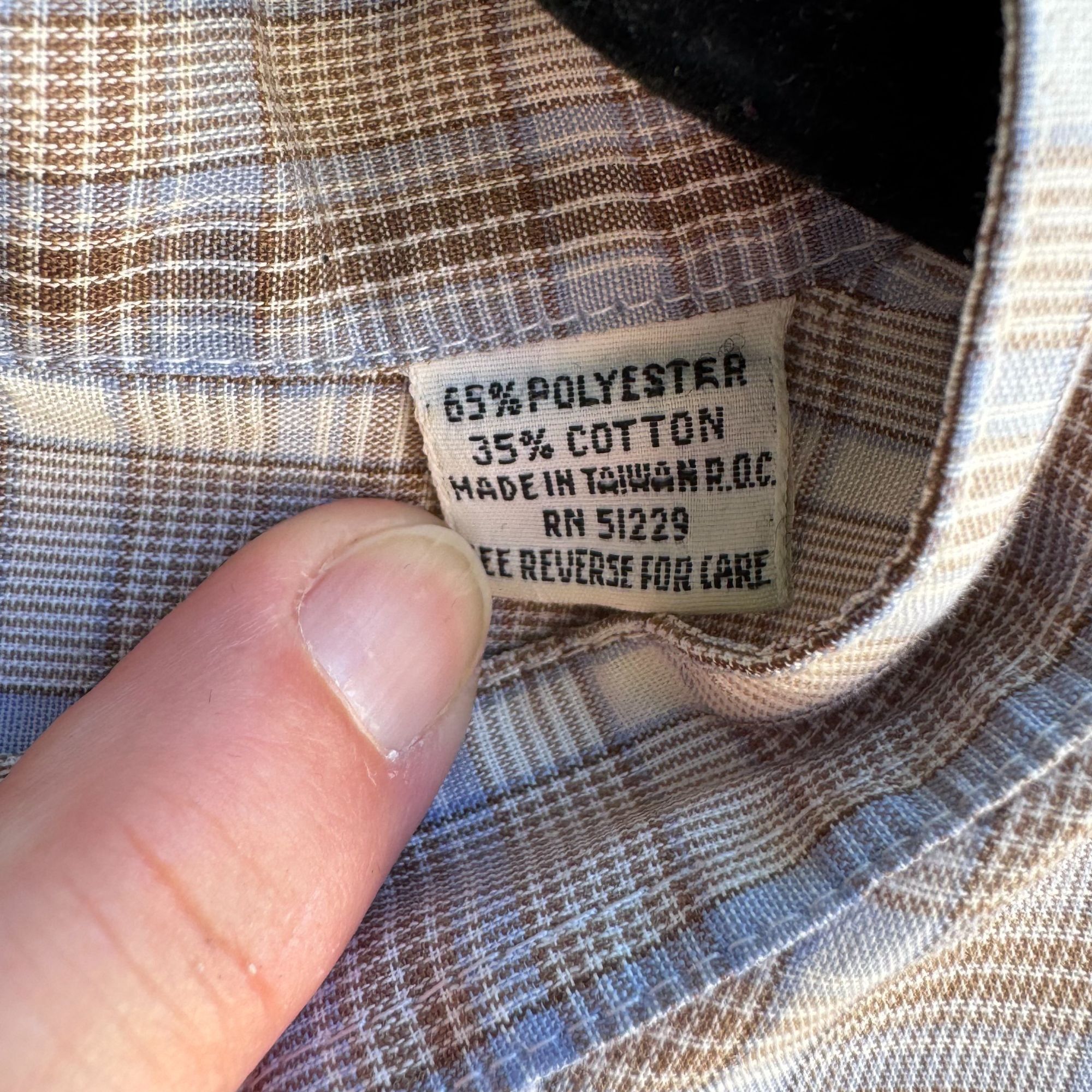 Other ESM Vintage Mens Band Collar Button-Up Blue Brown Retro Prep Size US M / EU 48-50 / 2 - 4 Thumbnail