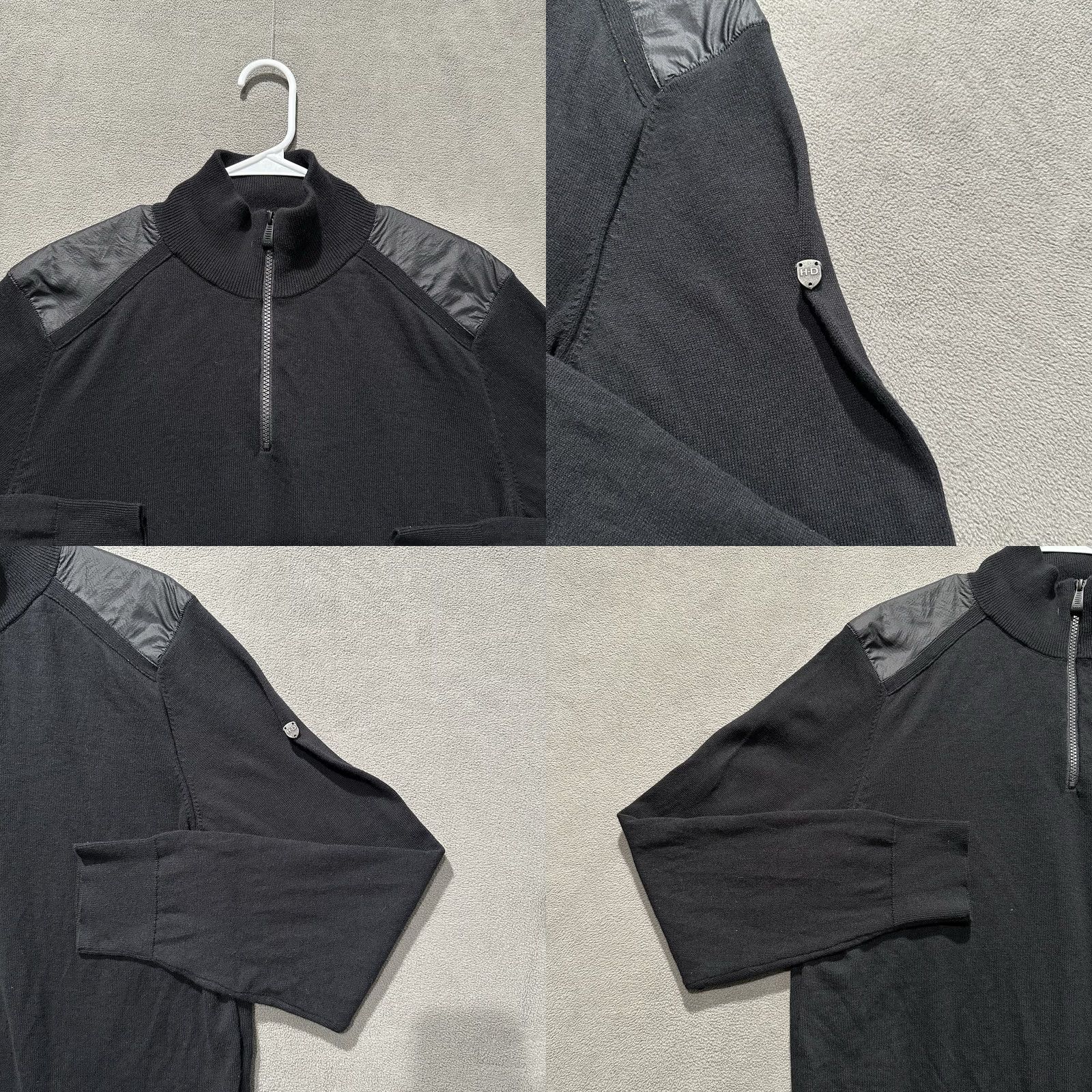 Harley Davidson Harley-Davidson Sweater Mens Large Black Wool Blend 1/4 Zip Patch Logo Pullover Knit Winter Casual Ribbed Mock Neck Shirt Size US L / EU 52-54 / 3 - 8 Thumbnail