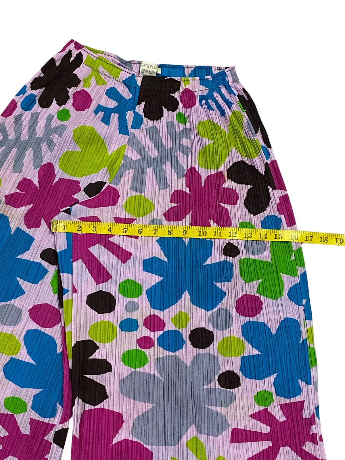 Issey Miyake Pleats Please Pleated Wide-Leg Flower Pattern Pants Size 28" / US 6 / IT 42 - 8 Thumbnail