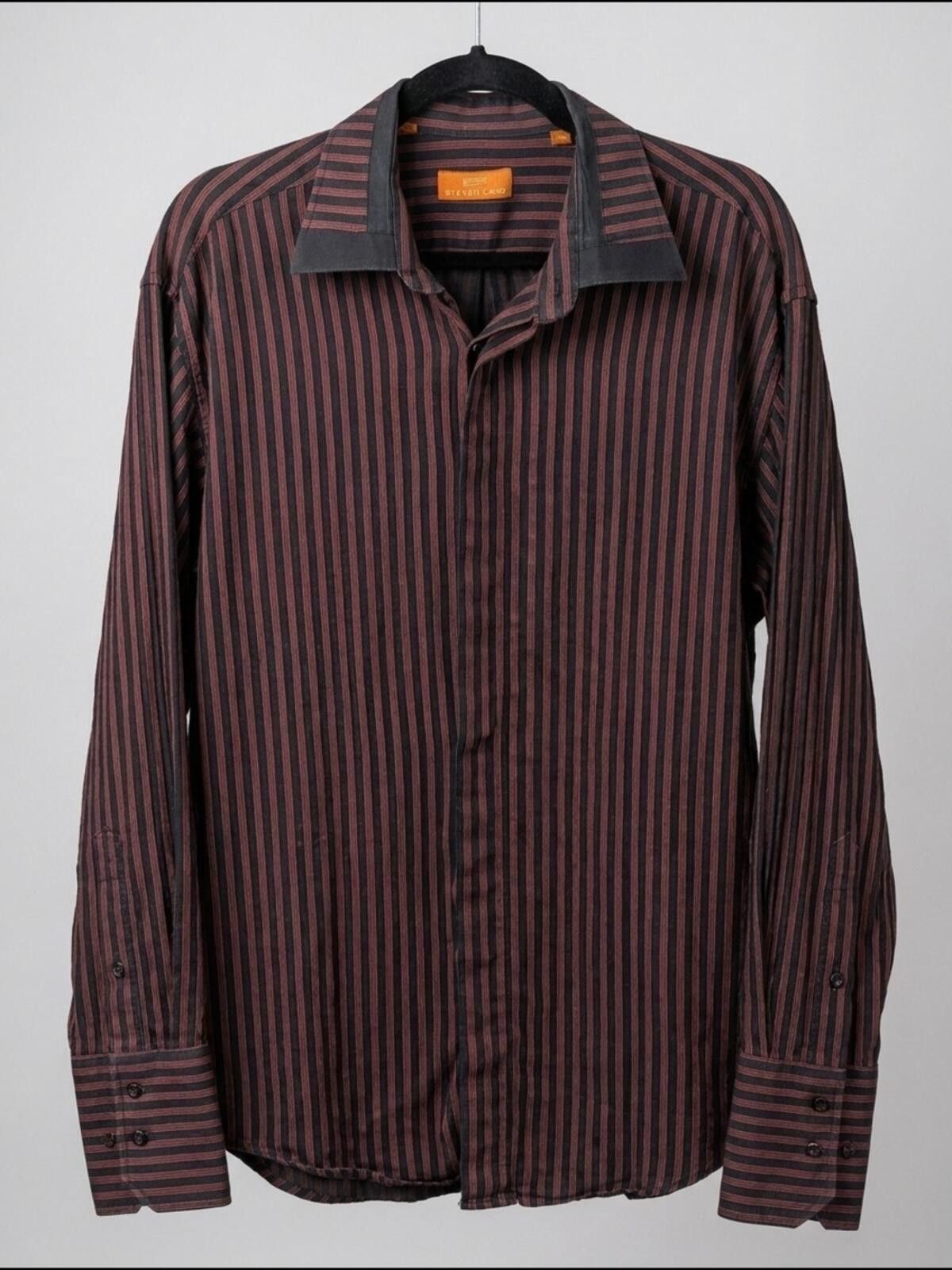 Other Steven Land Burgundy Stripe Dress Shirt Size 38R - 1 Thumbnail