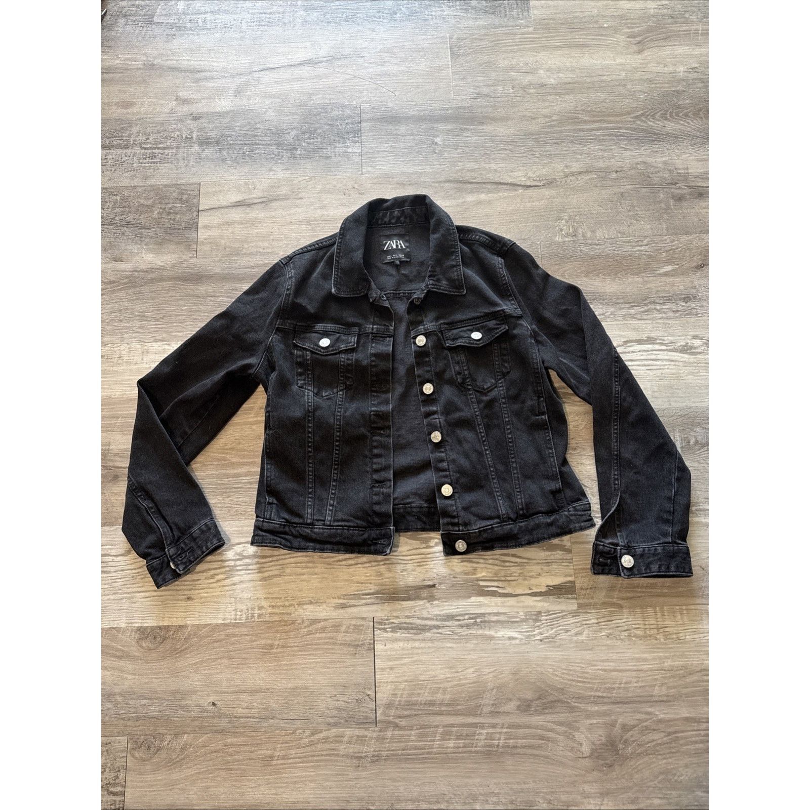 Zara Zara Dark Black Denim Womens Size L Size L / US 10 / IT 46 - 1 Thumbnail