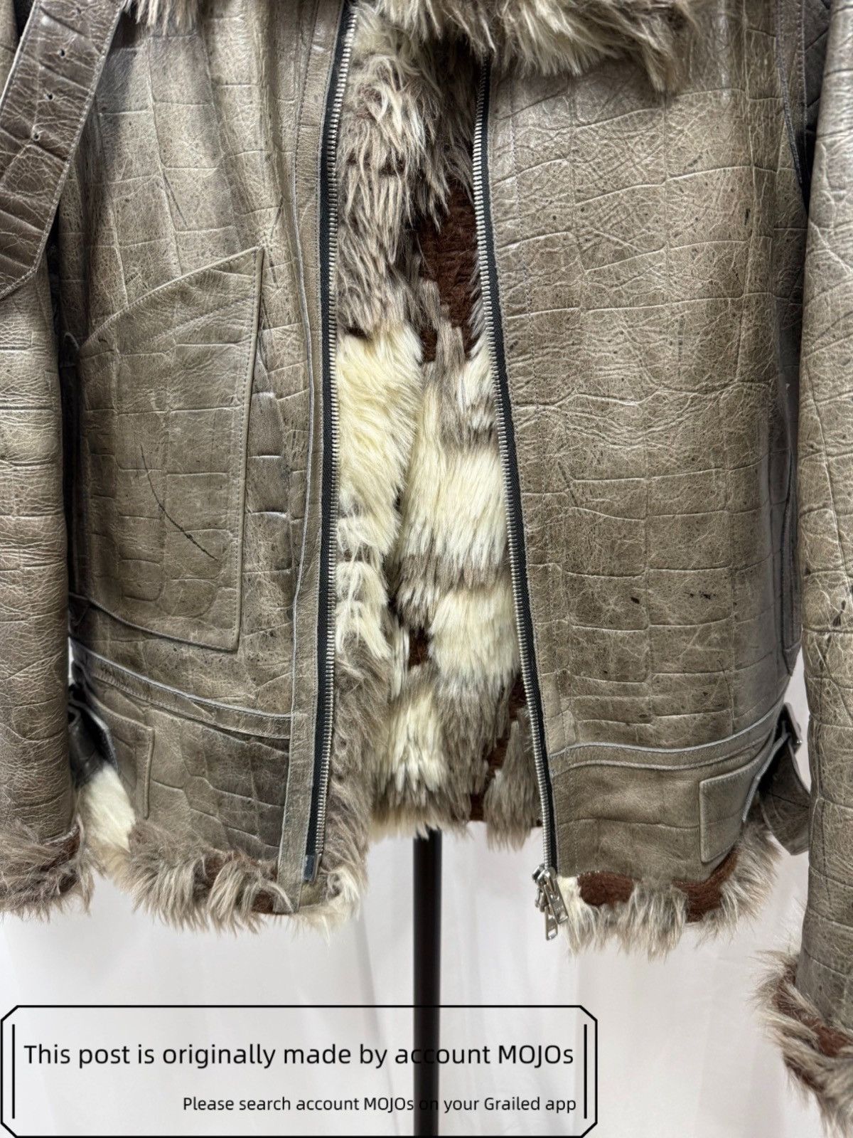 Sz L Sankuanz Leather & Fur Moto Sport Coat Mojos1134 in Beige, Men's — image 5 of 6