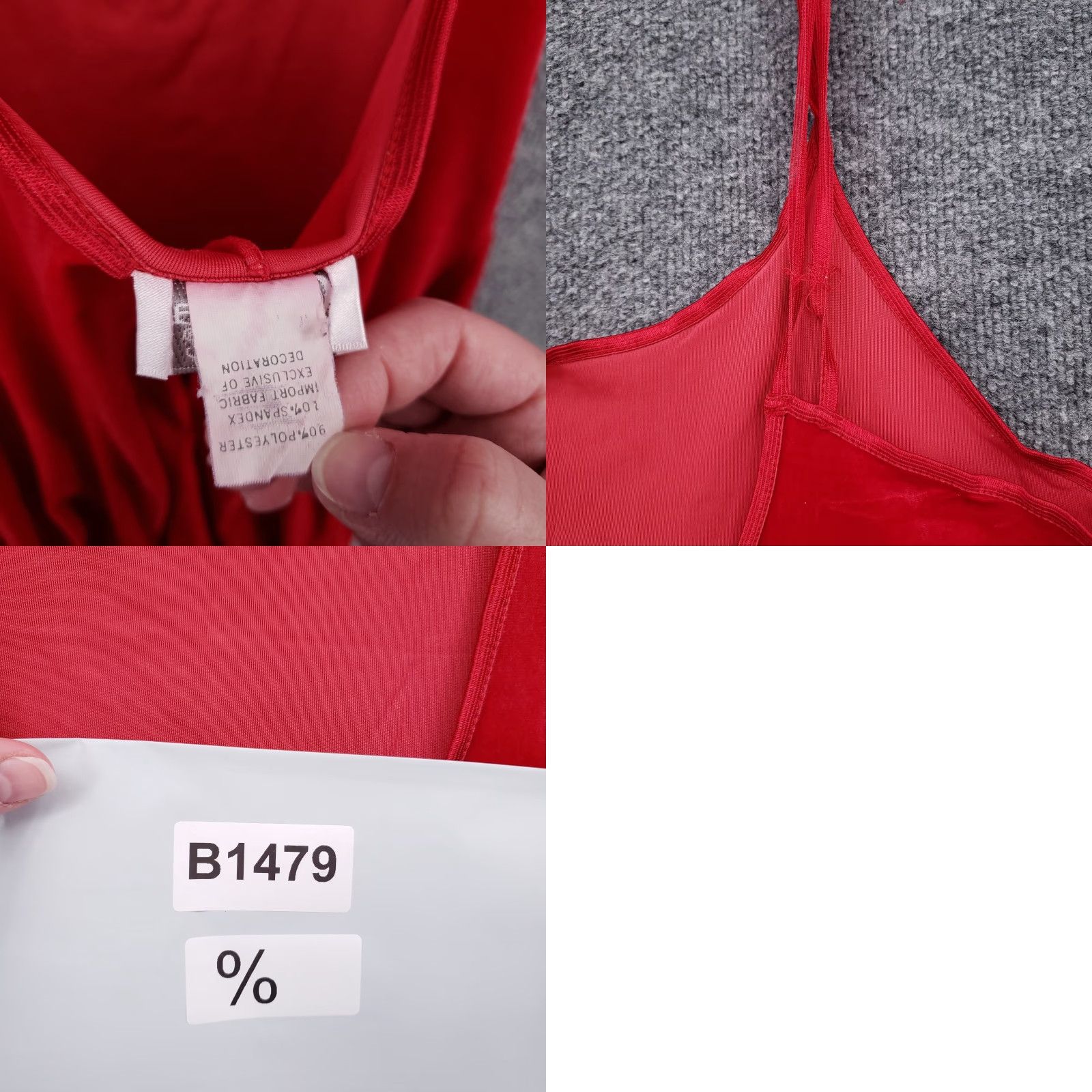Vintage Cinema Etoile Slip Dress Womens L Red Velvet Chemise Nightgown Lingerie Slip Dress Size L / US 10 / IT 46 - 9 Thumbnail