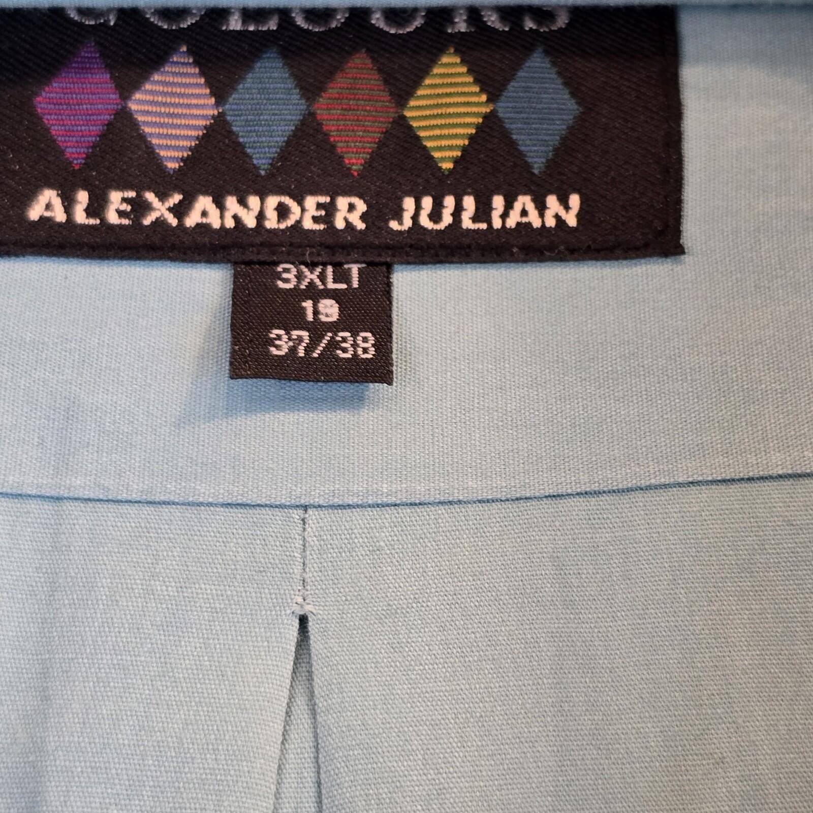 Alexander Julian Alexander Julian Colours Blue Dress Shirt 3XLT 19 Button Up Size 52R - 4 Thumbnail