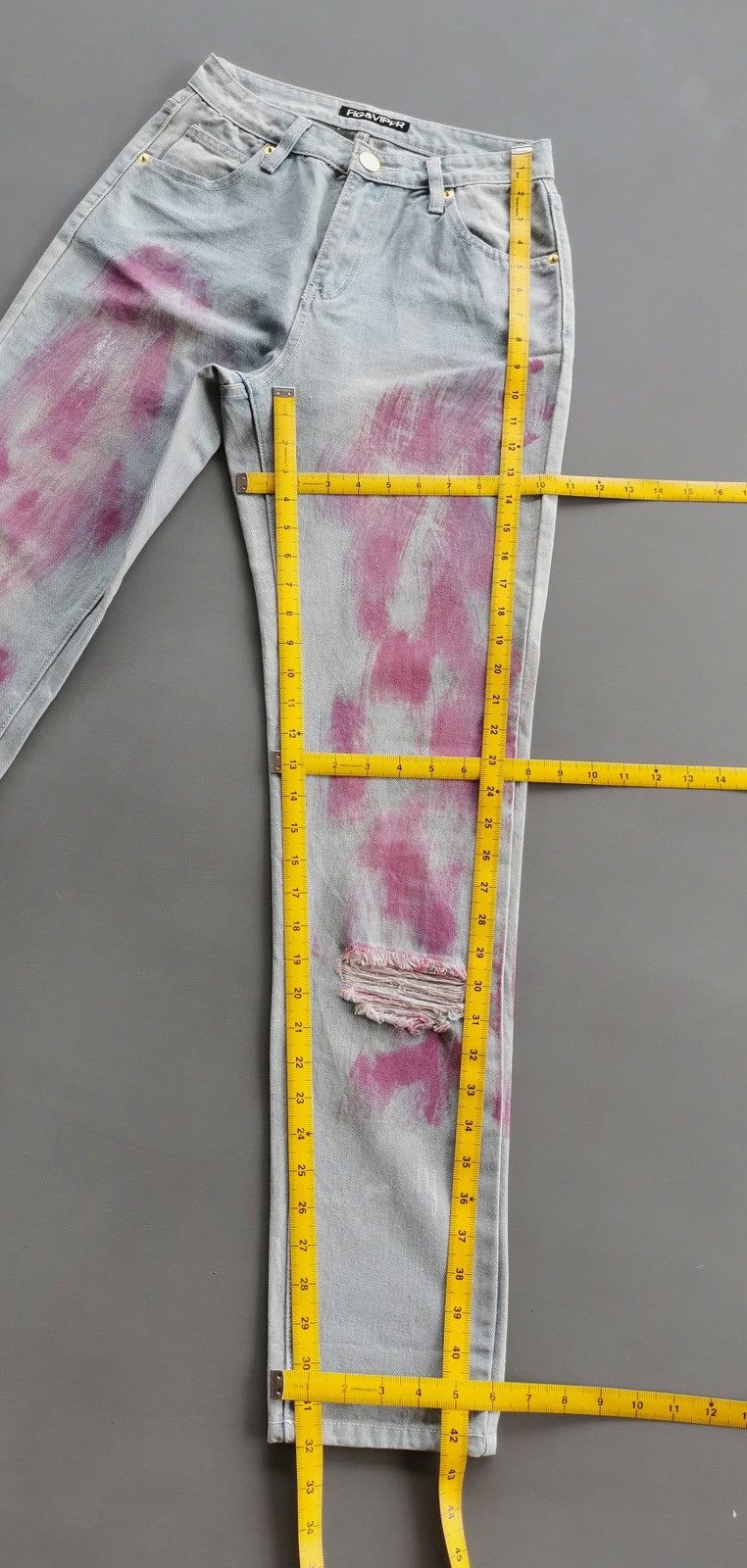 Vintage Fig & Viper Pink Paint Brush Distressed Jeans Size 26" / US 2 / IT 38 - 10 Thumbnail