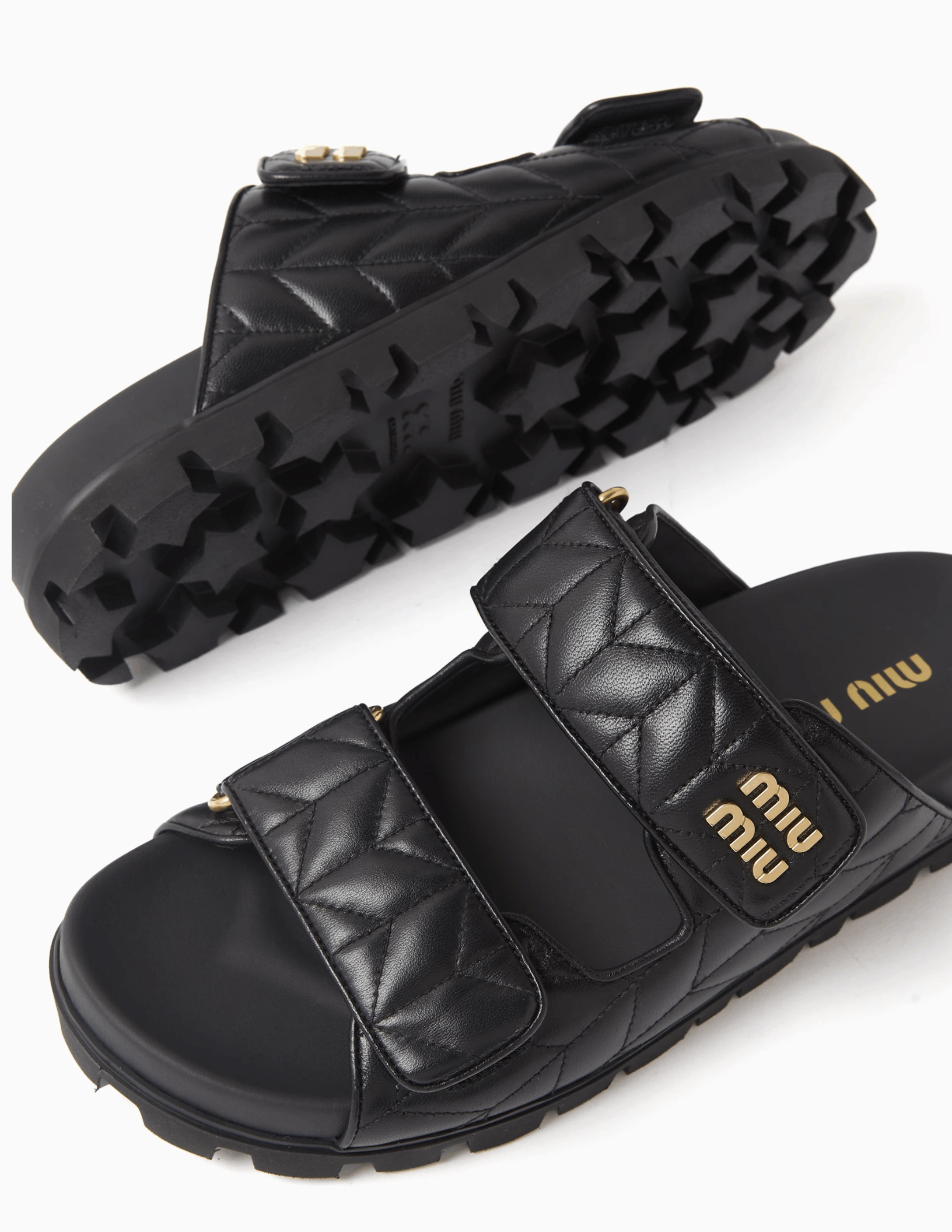 Miu Miu Miu Miu Matelasse Nappa Leather Logo Strap Slide Sandal 39 Size US 9 / IT 39 - 3 Thumbnail