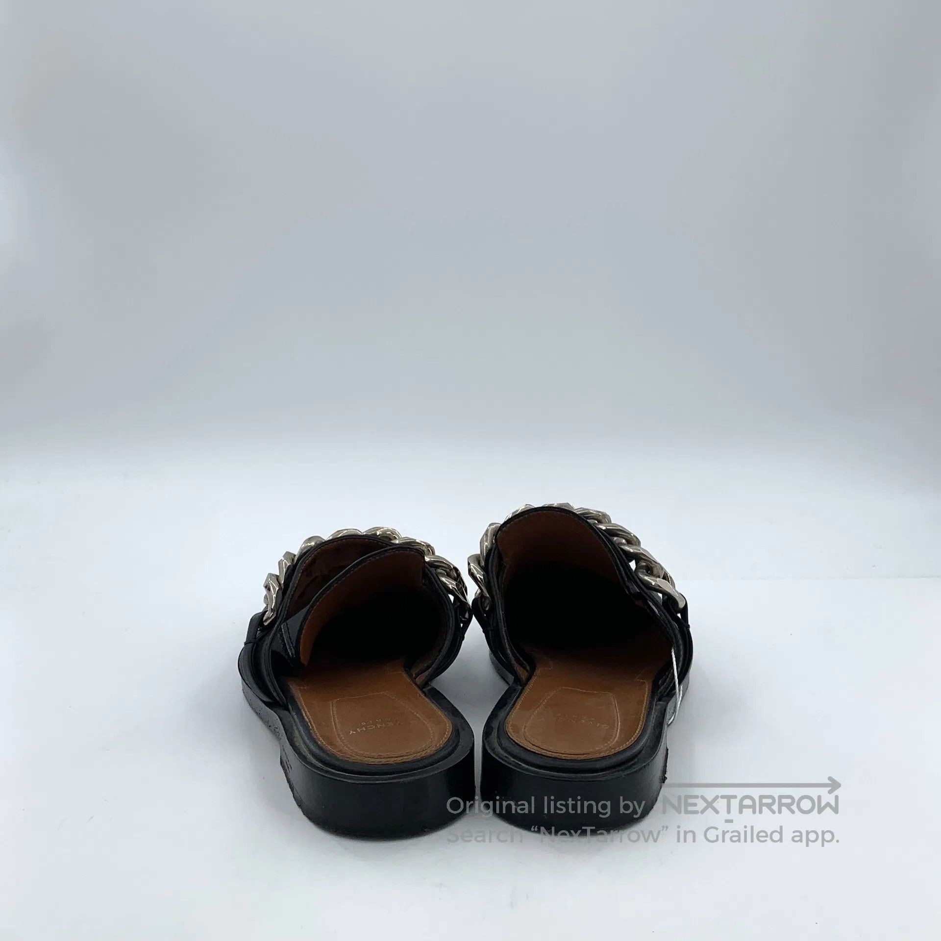 Giorgio Armani Giorgio Armani Black Leather Chain Decor Casual Flat Mule Size US 5.5 / IT 35.5 - 4 Thumbnail