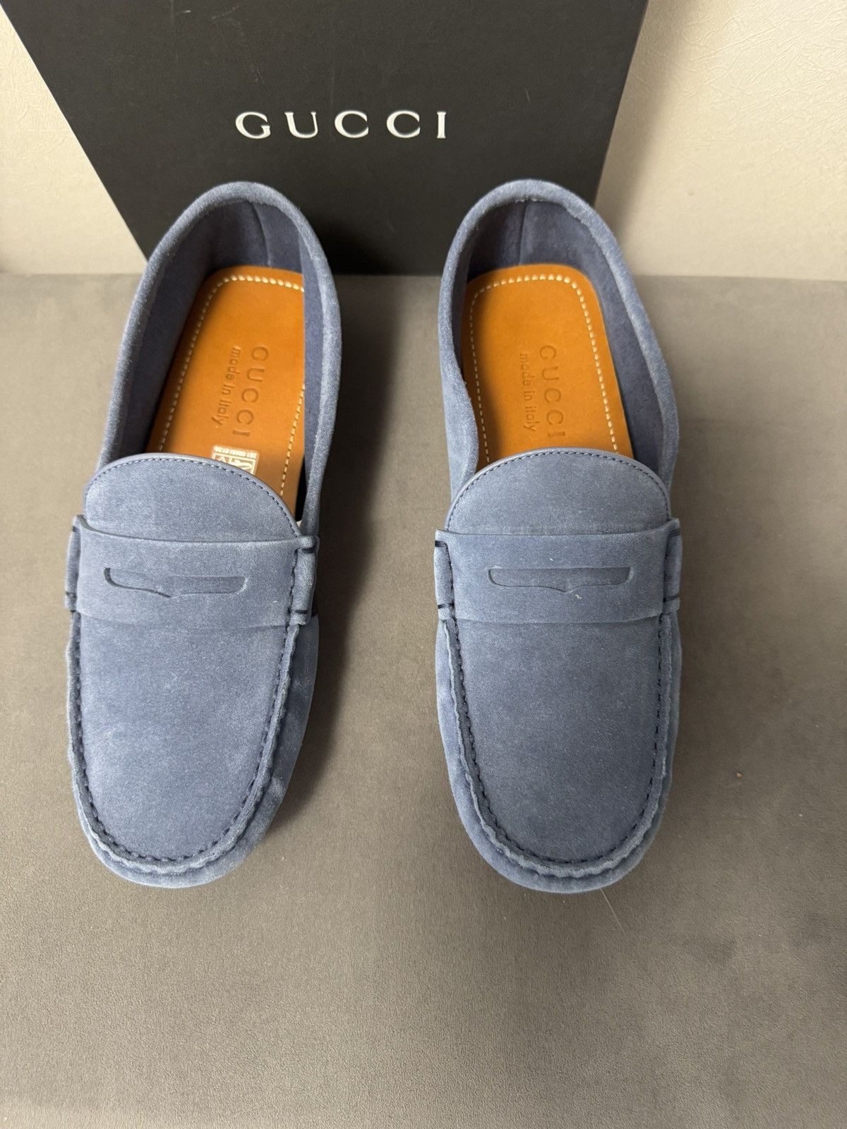 blue gucci dress shoes GUCCI Size 12 Navy Silver Pebble Grain Leather Horsebit Loafers – Sui  Generis Designer Consignment