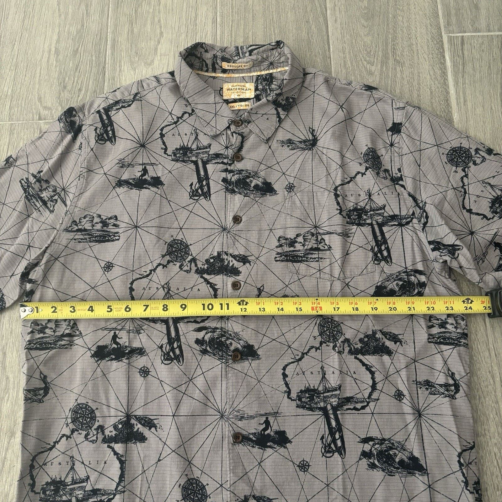 Quiksilver Quiksilver Men’s XXL Waterman Collection Grey Waves Shirt Size US XXL / EU 58 / 5 - 9 Thumbnail