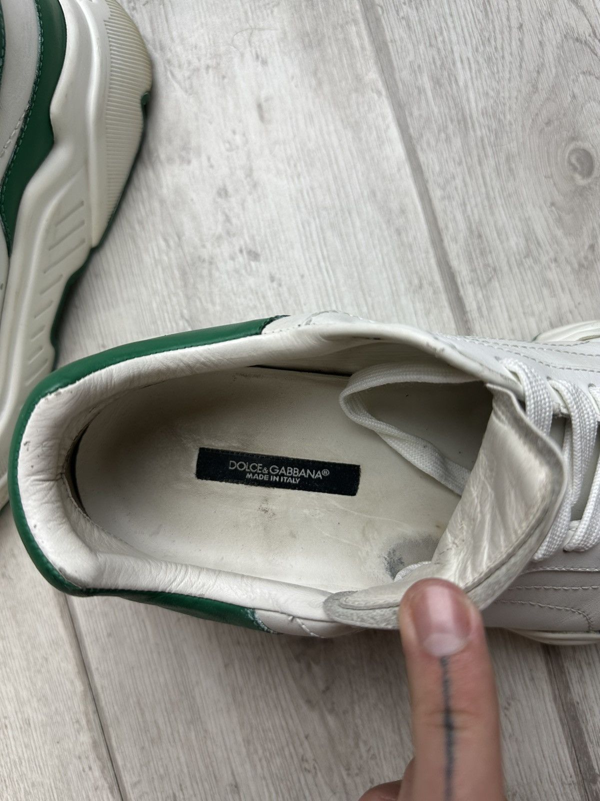 Dolce & Gabbana DOLCE & GABBANA Daymaster Sneakers Mens White/Green Leather Size US 6.5 / EU 39-40 - 10 Thumbnail
