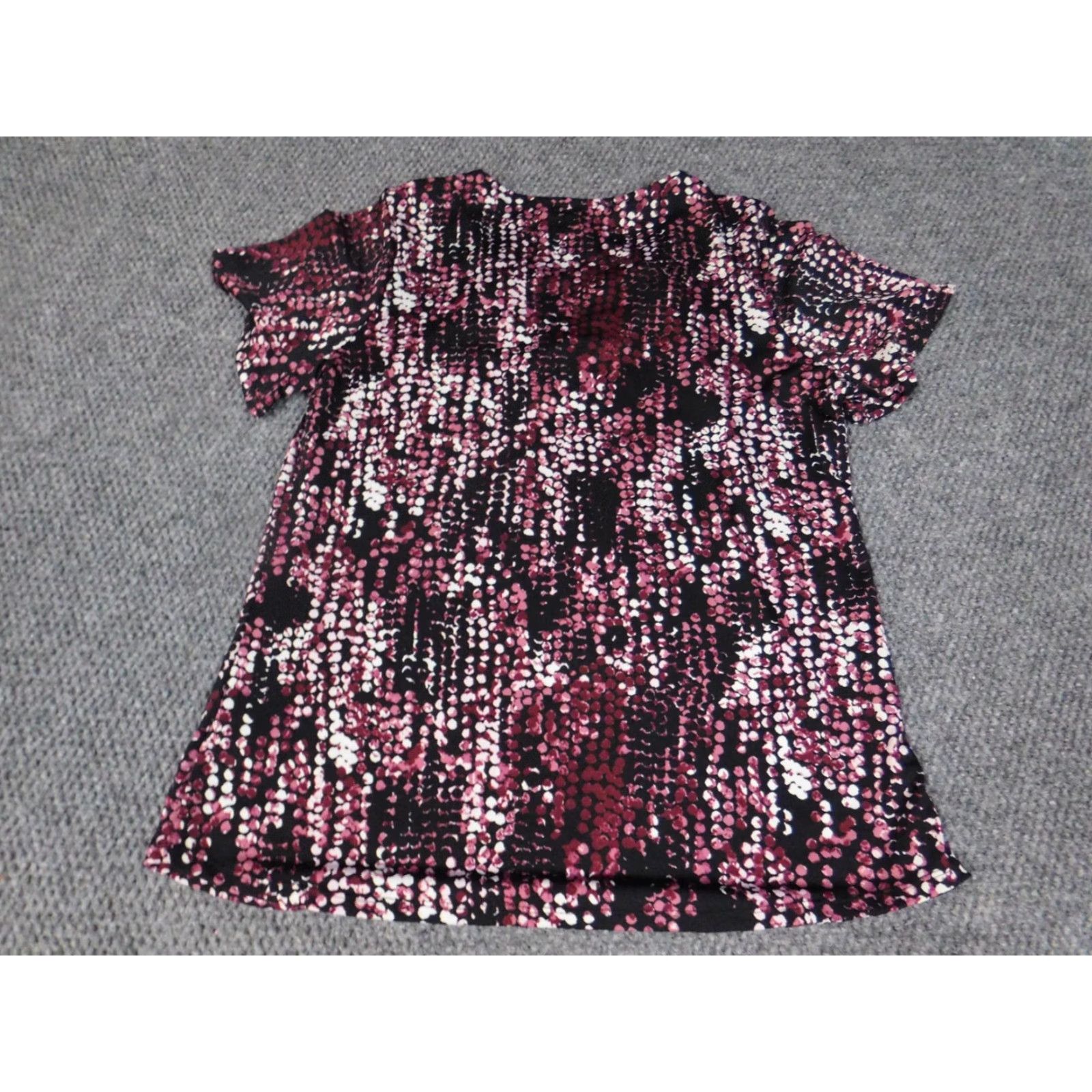 Vintage Always Indigo Blouse Shirt Womens Medium Purple Cap Sleeve Polka Dot Collared Pullover Short Sleeve Top Regular Fit Stretch Buttons Casual Classic Size M / US 6-8 / IT 42-44 - 7 Thumbnail