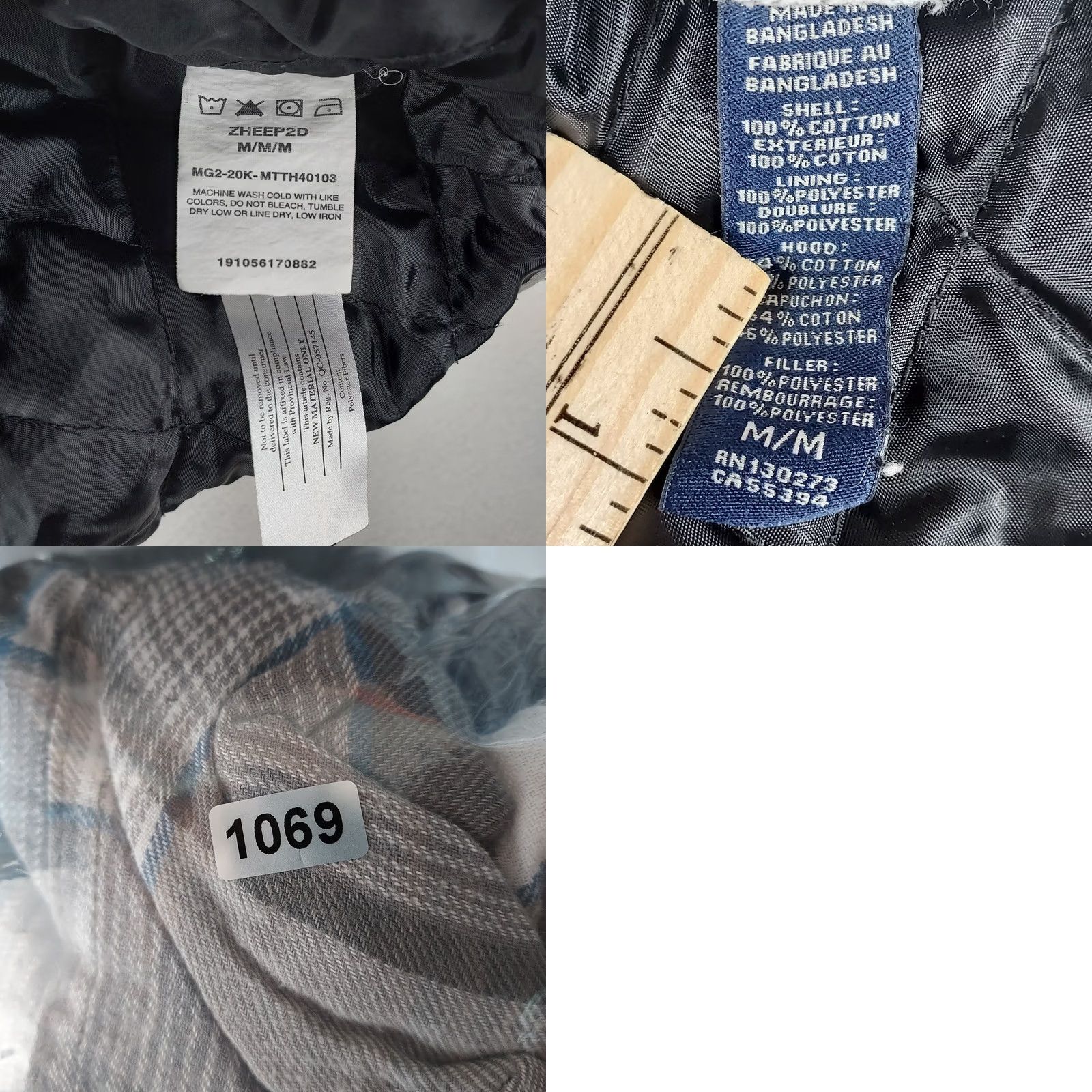 Wrangler Wrangler Authentics Men’s Quilted Hooded Flannel Shirt Jacket Gray Plaid Medium Size US M / EU 48-50 / 2 - 9 Thumbnail
