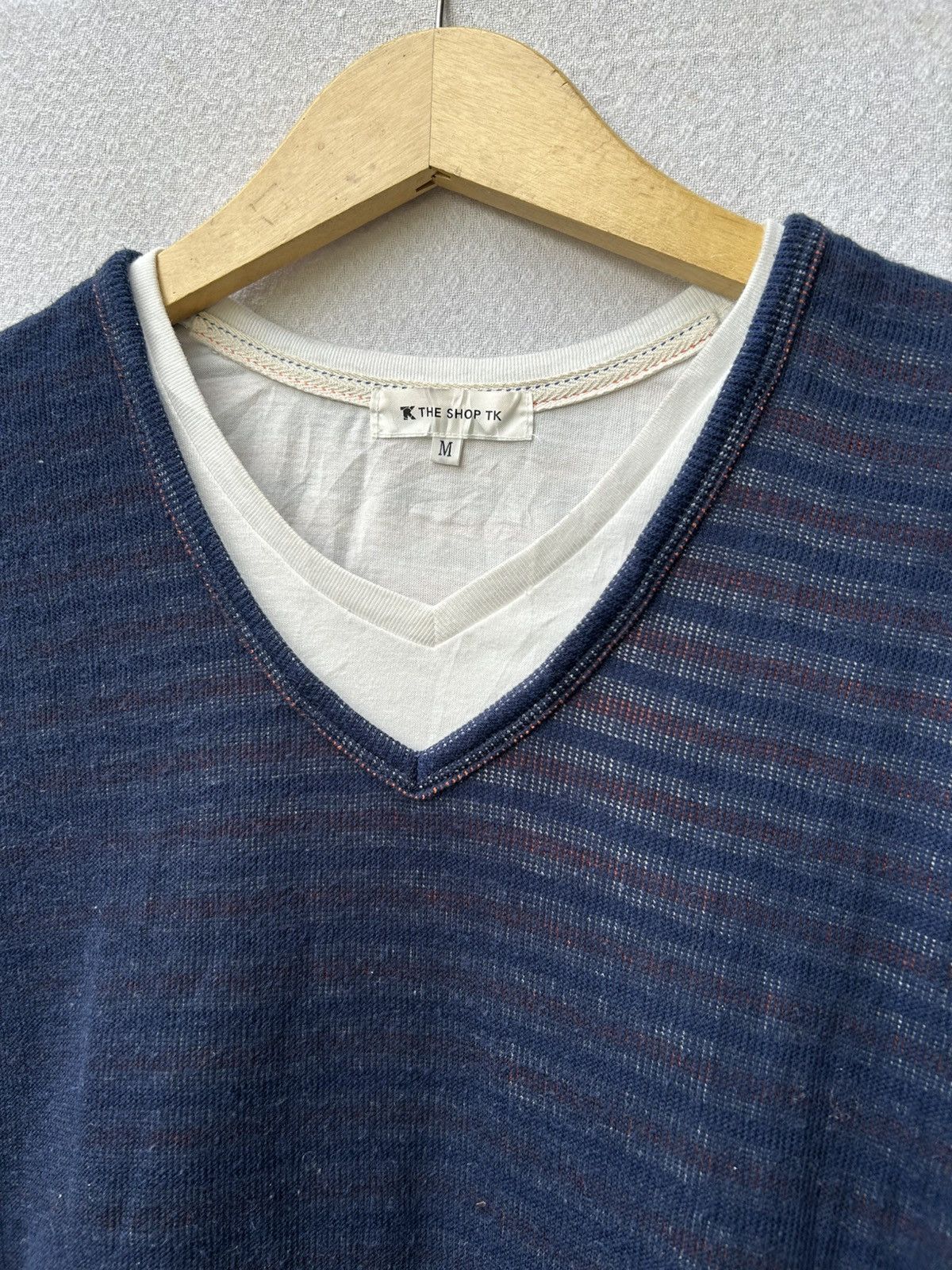 20471120 × Beauty Beast × Japanese Brand Japanese Double Layers Knitted Stripe Shirt Size US M / EU 48-50 / 2 - 4 Thumbnail