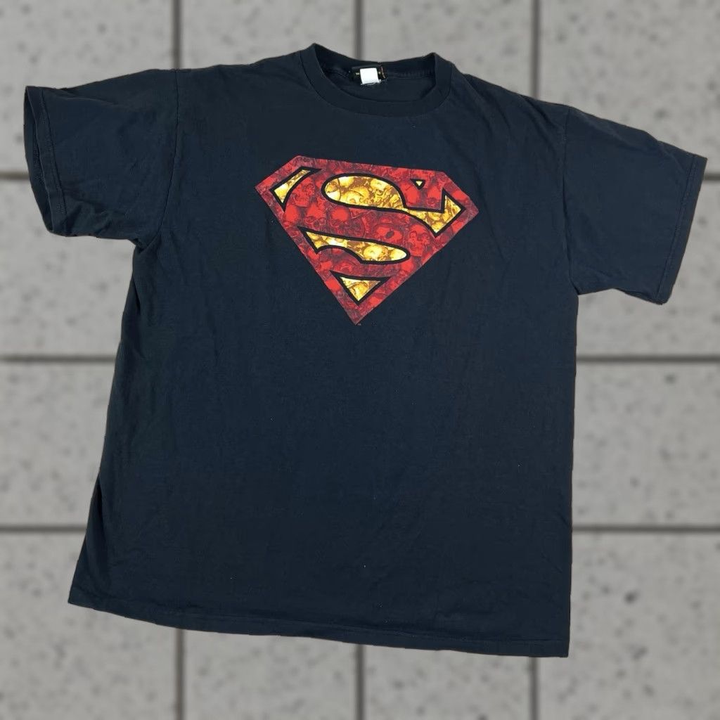 Vintage VINTAGE Warner Bros. Superman DC Comics Skull Logo Black T Shirt Size Large Man of Steel Short Sleeve Graphic Tee Mens Size US L / EU 52-54 / 3 - 1 Thumbnail