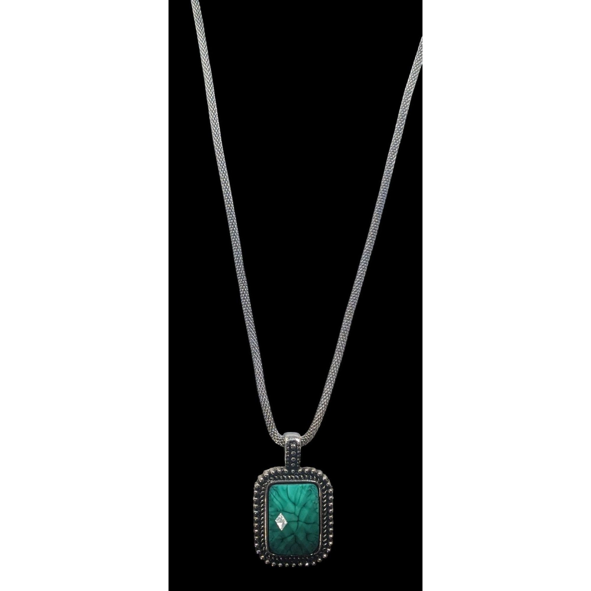 Other Funky Faceted Turquoise Tone Pendant Necklace Size ONE SIZE - 2 Thumbnail