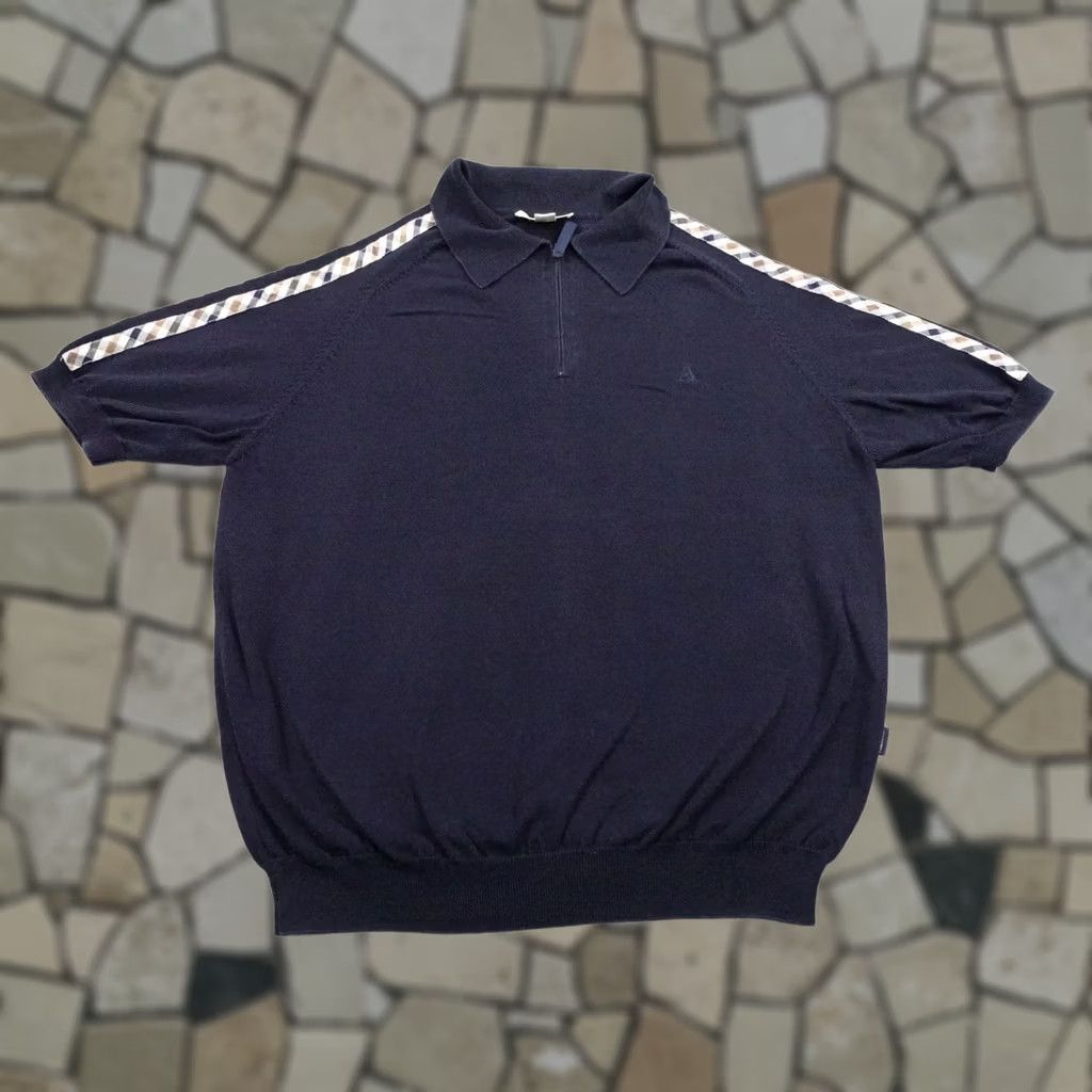 Aquascutum Aquascutum Polo Shirt Mens Large Blue 1/4 Zip Knit Sweater Pullover Short Sleeve Size US L / EU 52-54 / 3 - 1 Thumbnail